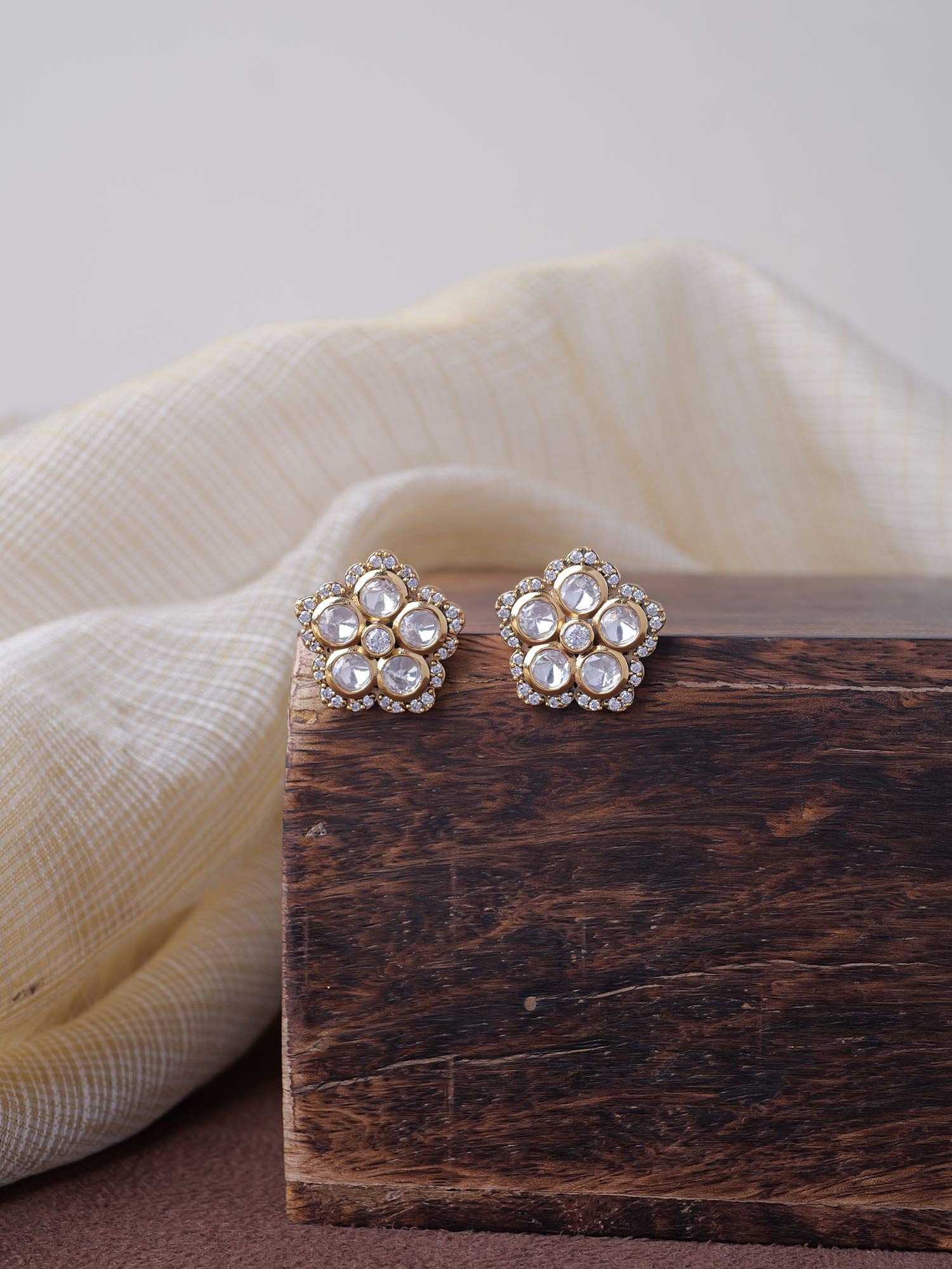 Revati Kundan Studs in White