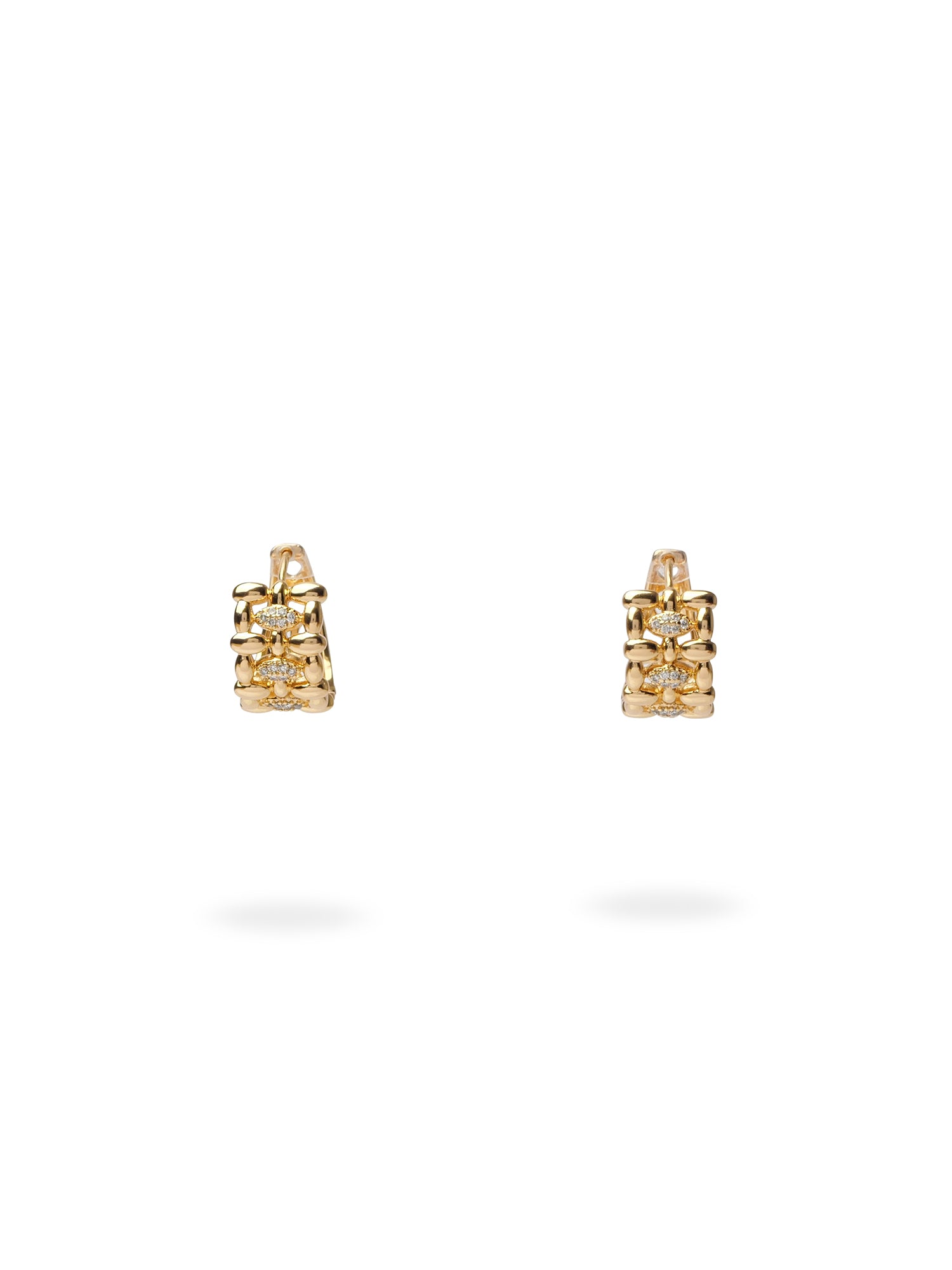 Riley Textured Cubic Zirconia Huggie Earrings