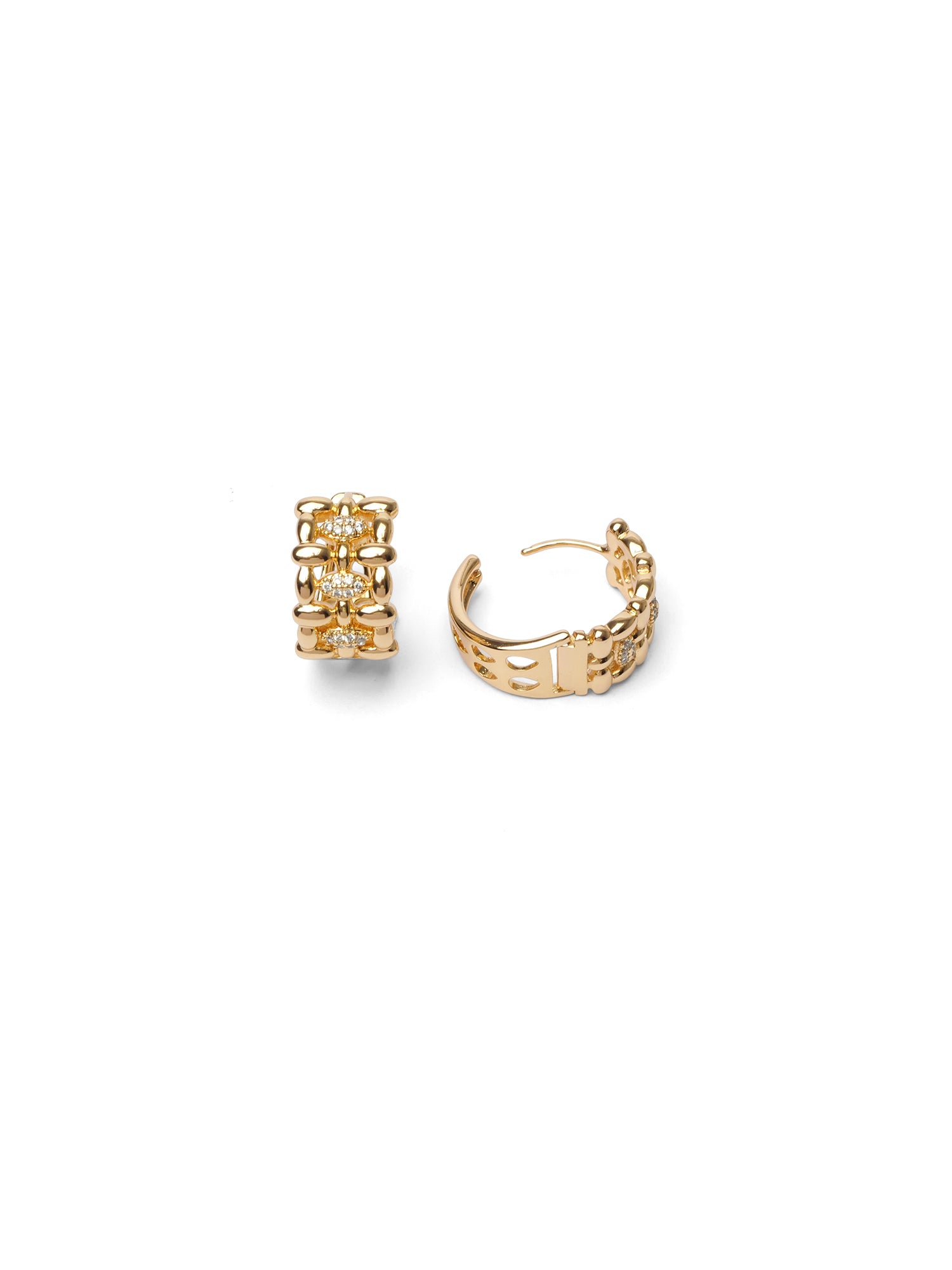 Riley Textured Cubic Zirconia Huggie Earrings