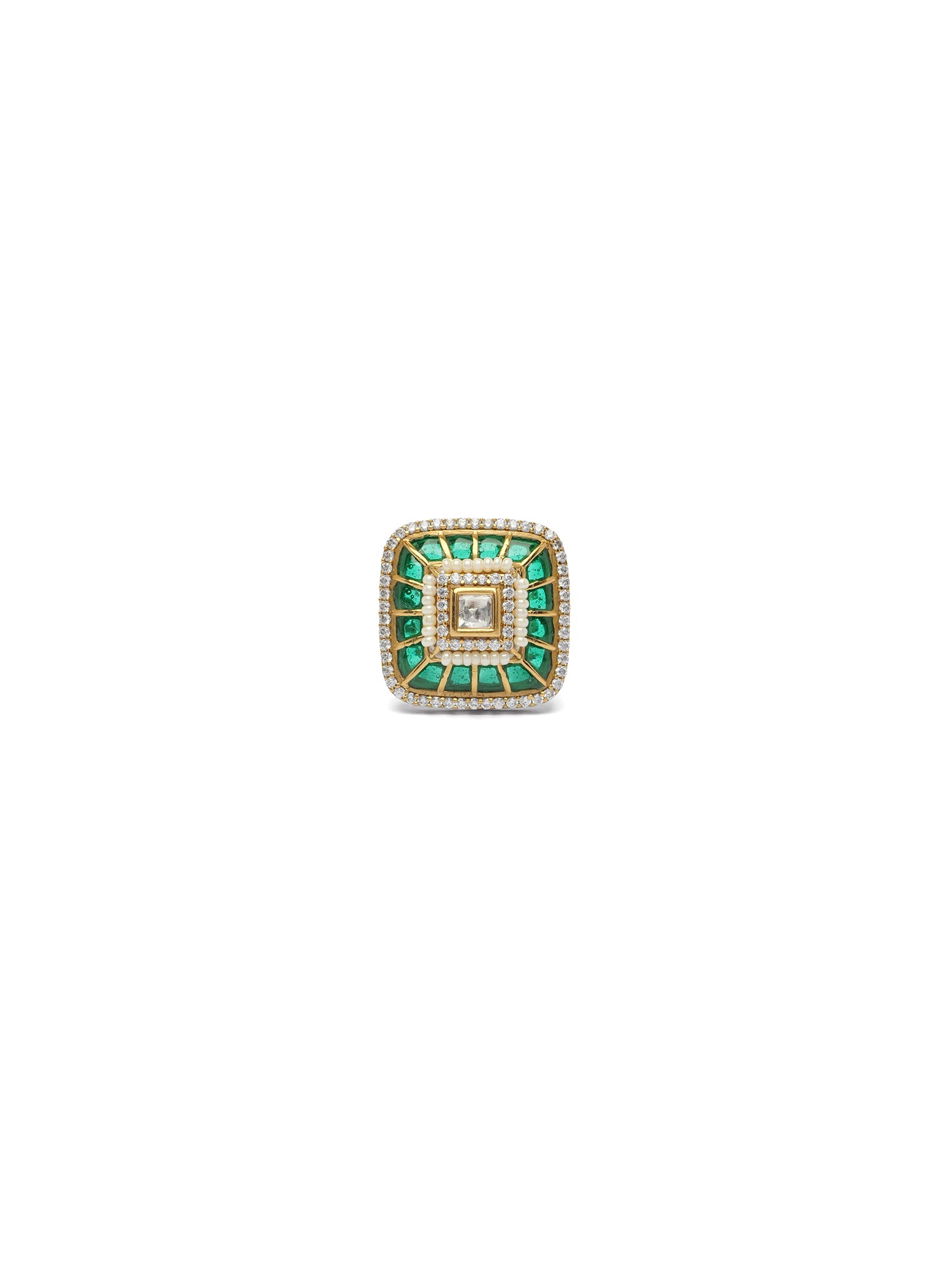 Ritika Kundan Ring in Green
