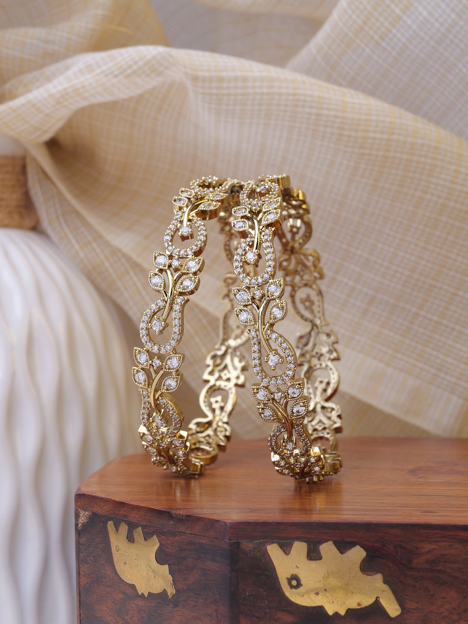 Rivani Cubic Zirconia Bangles in White