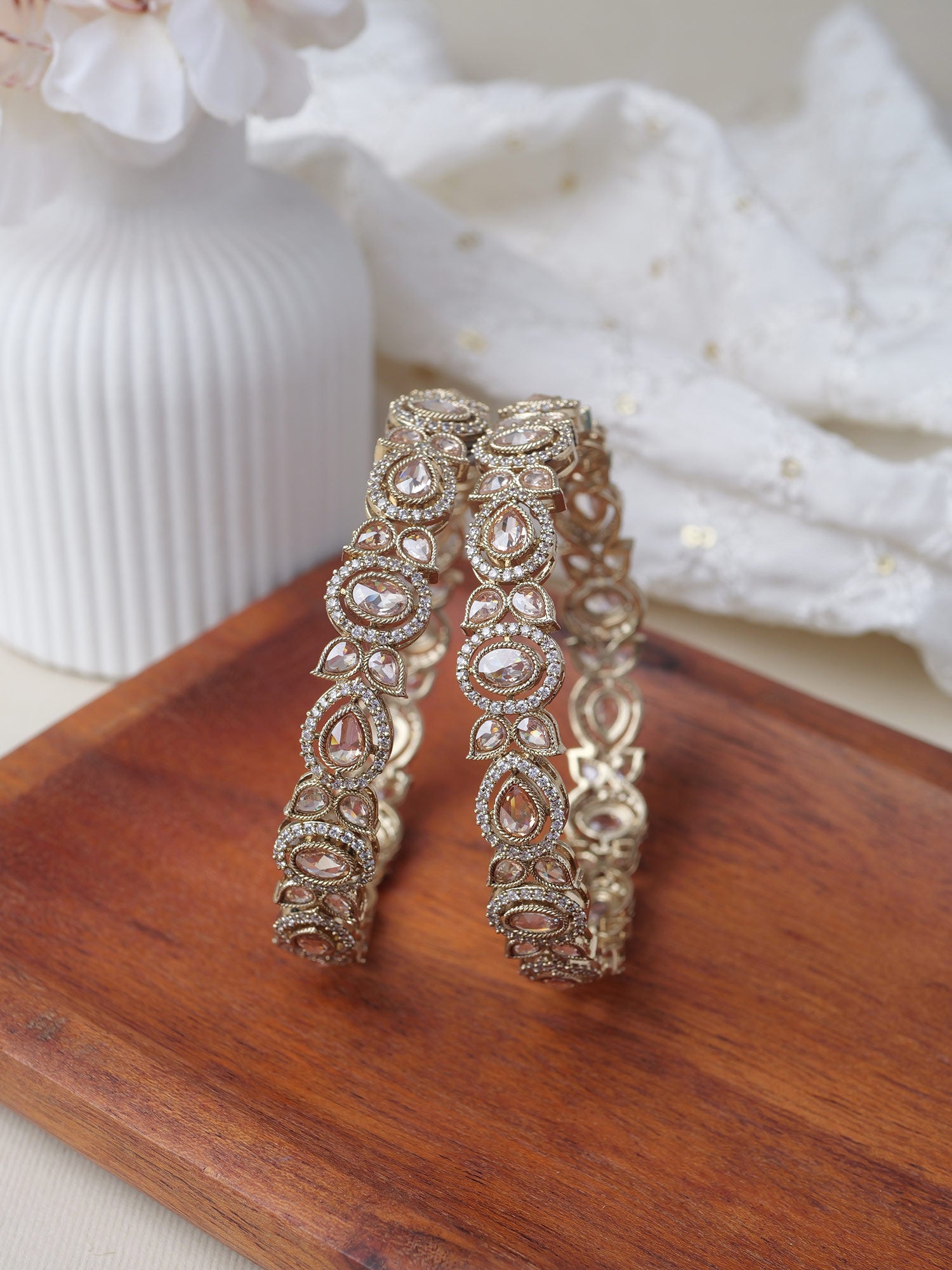 Rivara Kada Bangles in Champagne