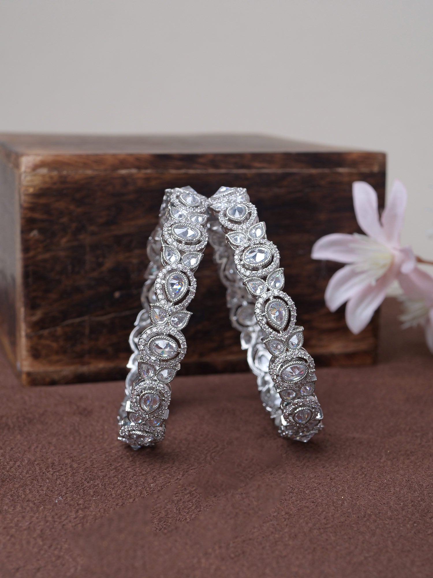 Rivara Kada Bangles in Rhodium