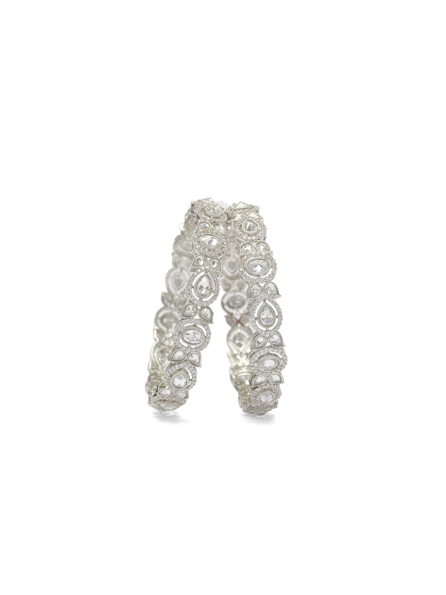 Rivara Kada Bangles in Rhodium