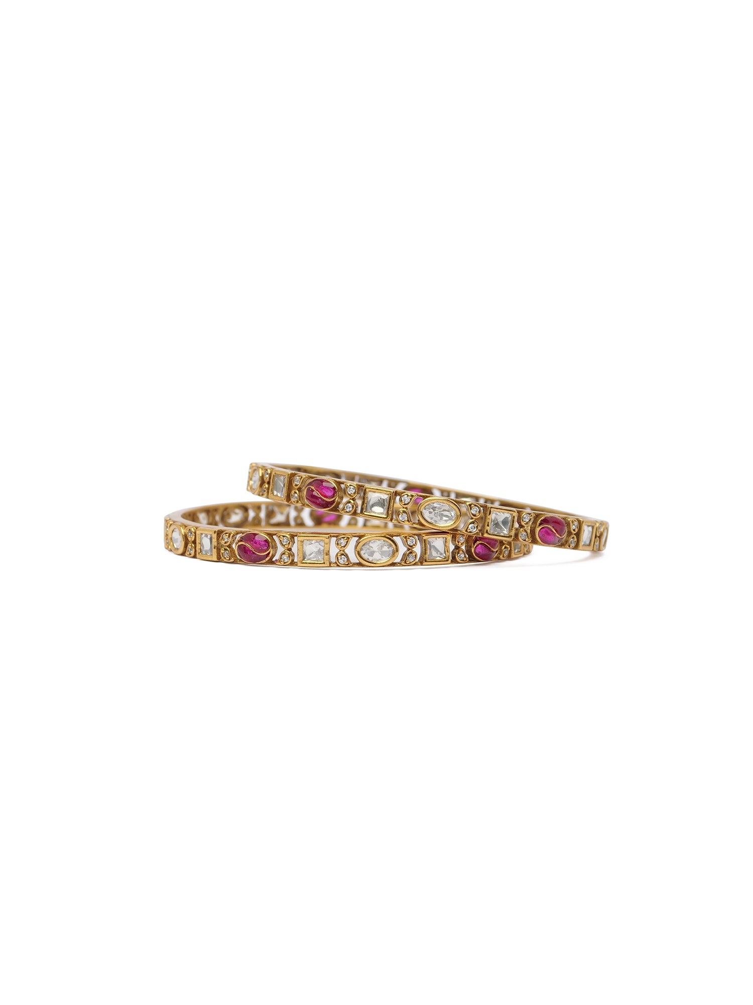Rivya Kundan Bangles in Ruby