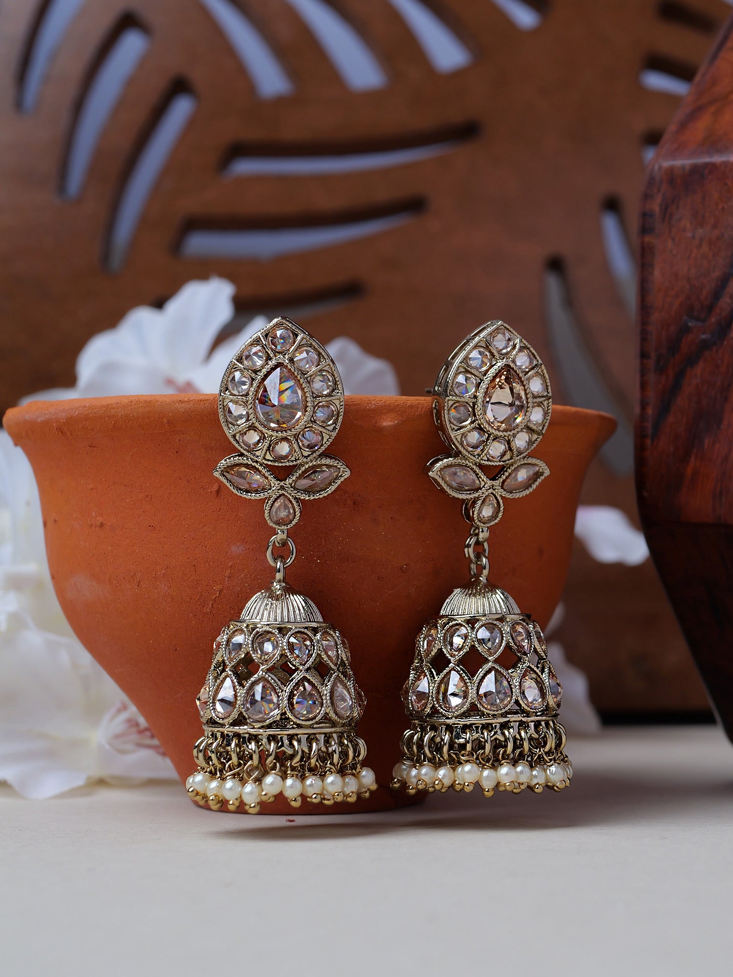 Riyana Jhumka Earrings in Champagne