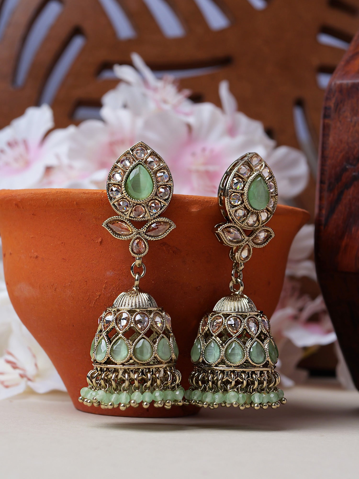 Riyana Jhumka Earrings in Mint