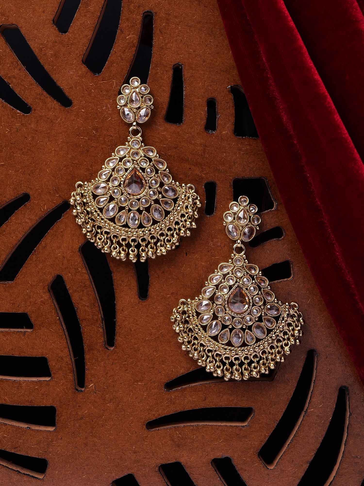 Ruhani Chandbali Earrings in Antique Gold