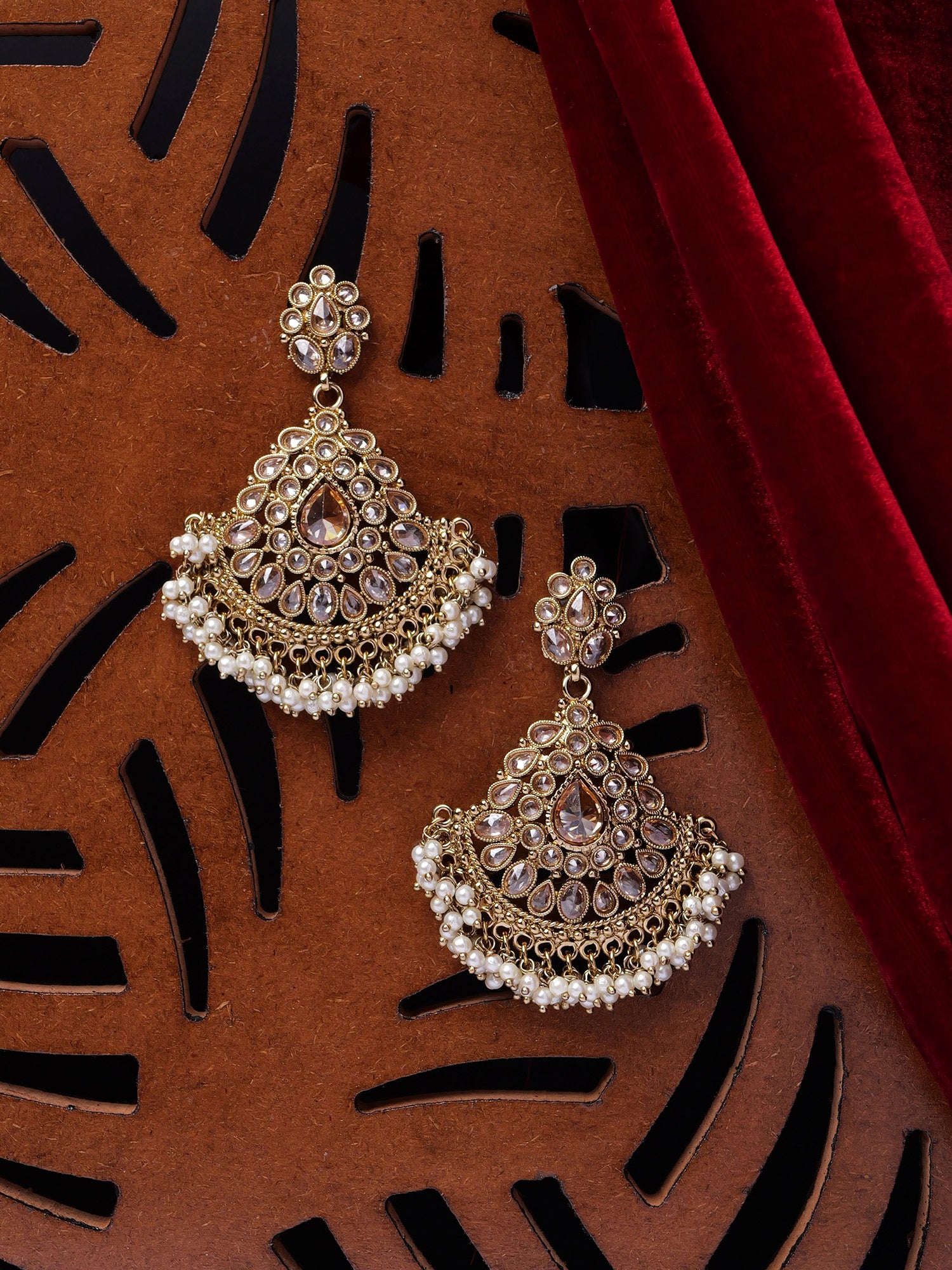 Ruhani Chandbali Earrings in Champagne