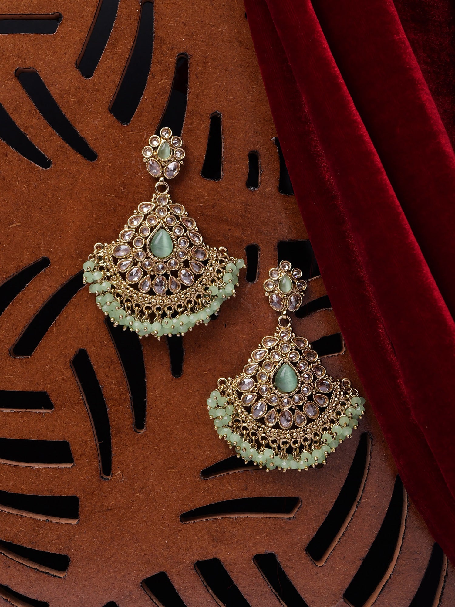 Ruhani Chandbali Earrings in Mint