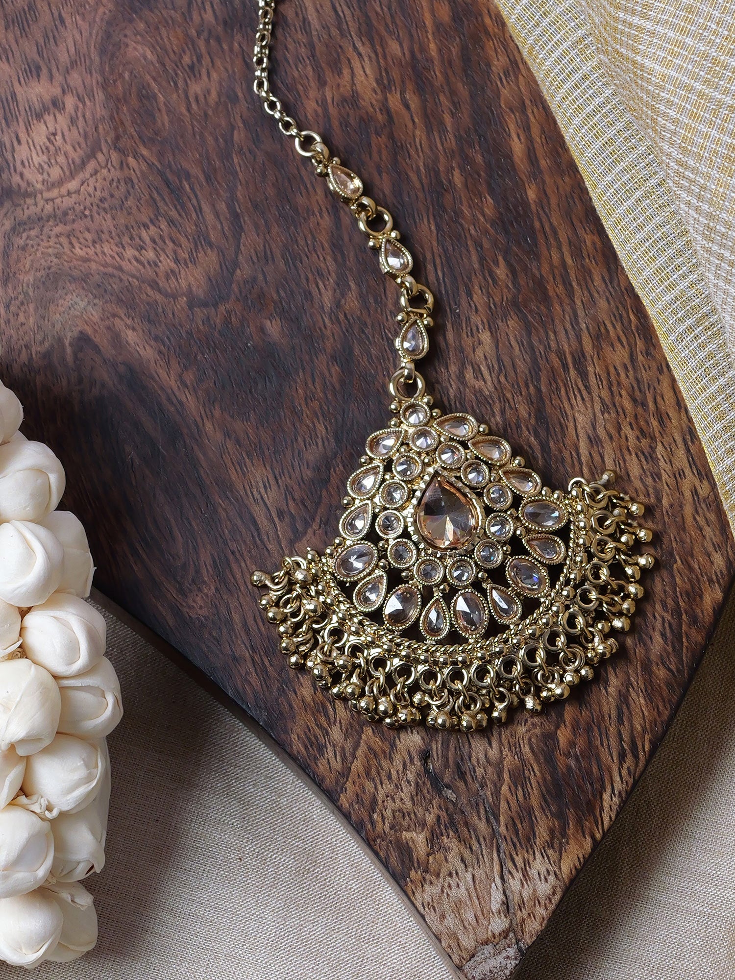 Ruhani Maang Tikka in Antique Gold