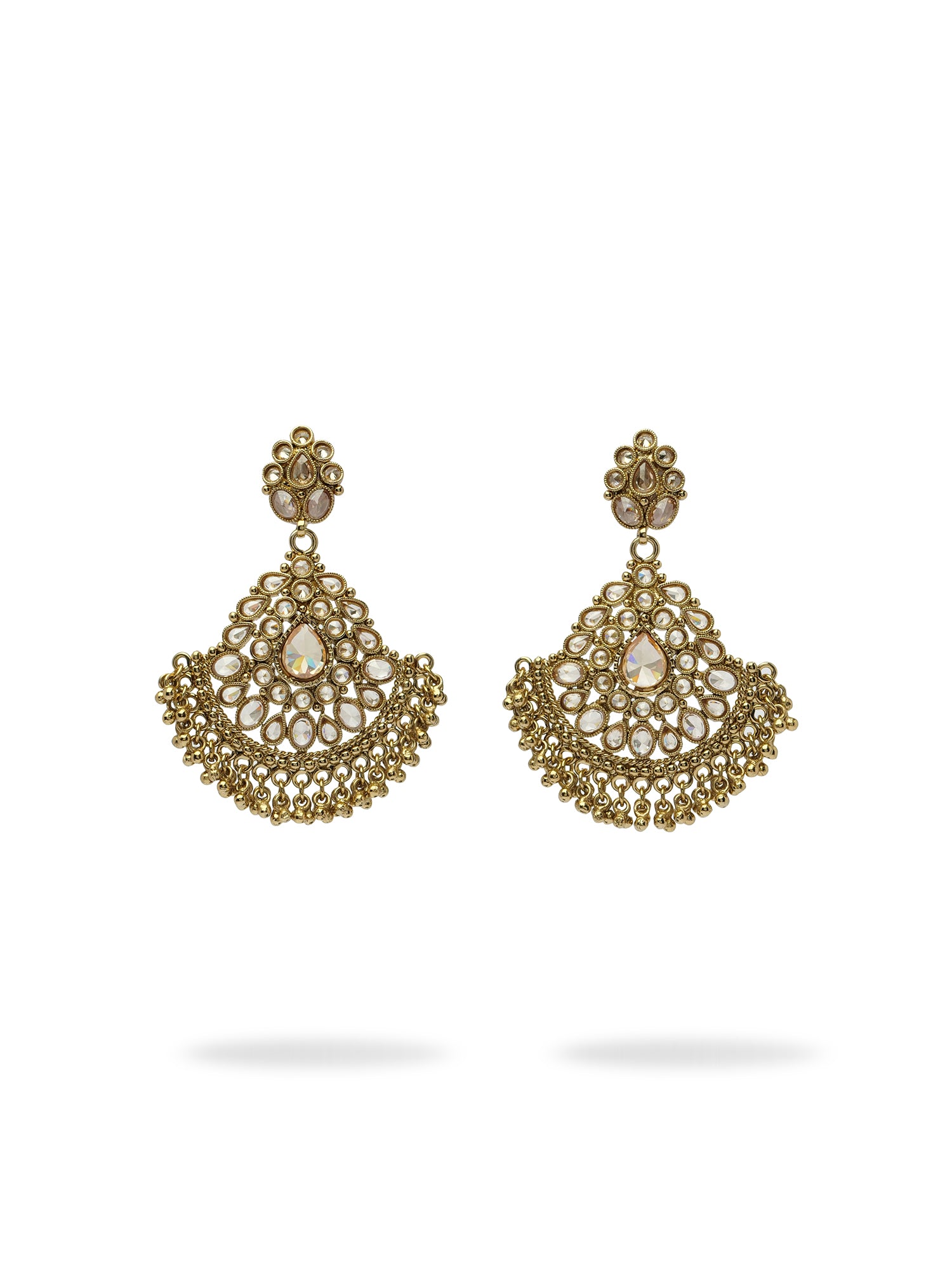 Ruhani Chandbali Earrings in Antique Gold
