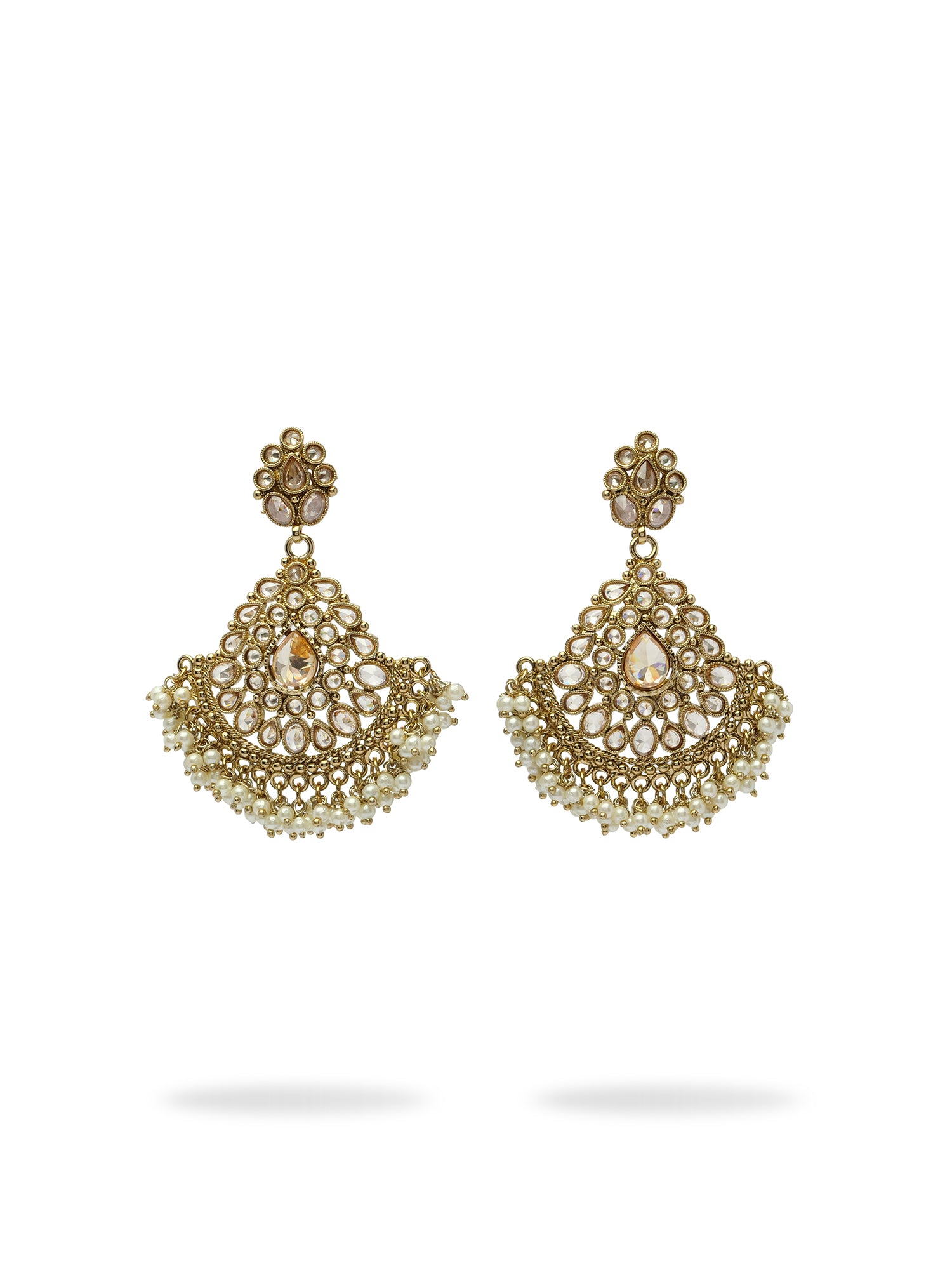 Ruhani Chandbali Earrings in Champagne