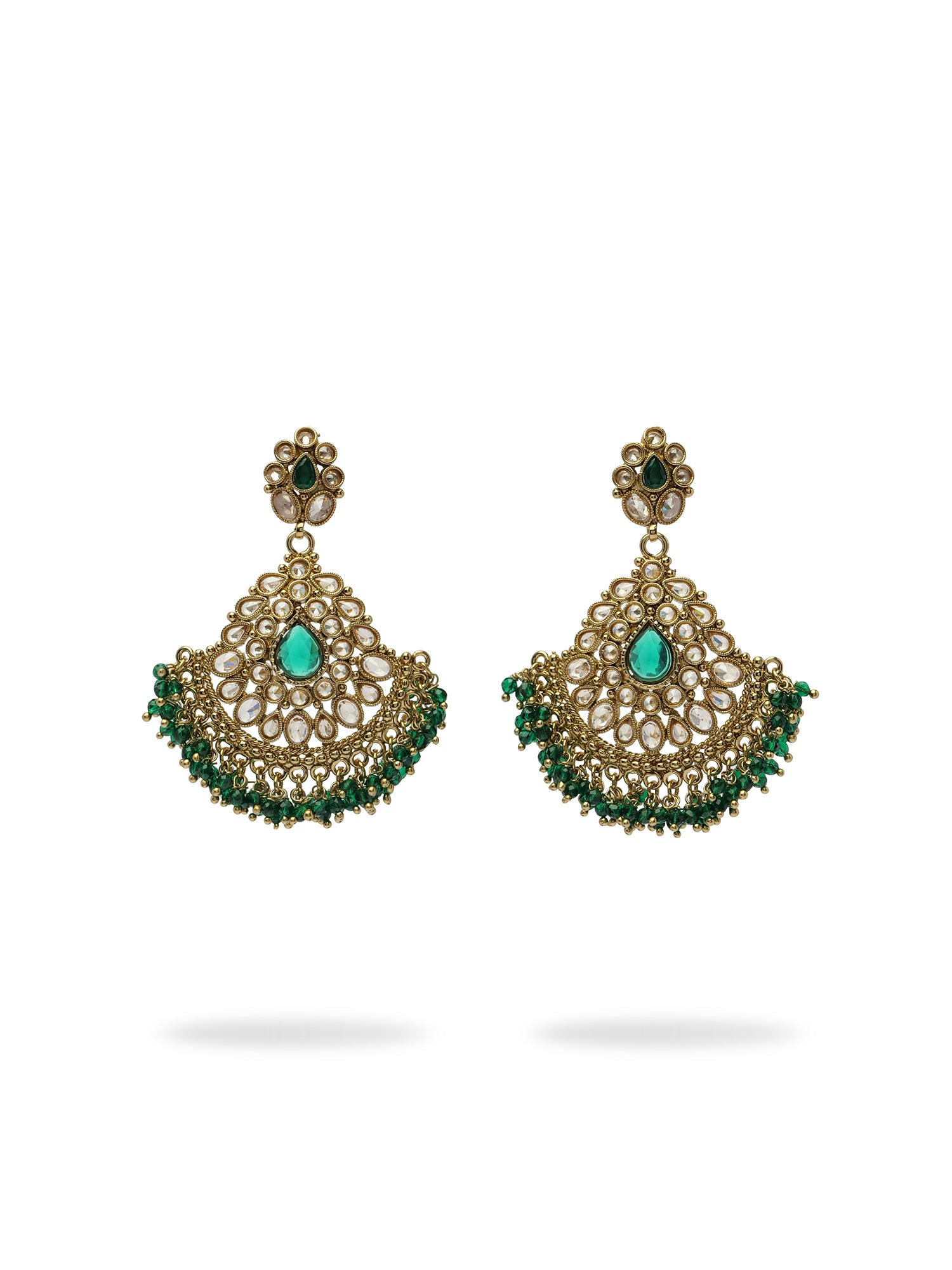 Ruhani Chandbali Earrings in Green