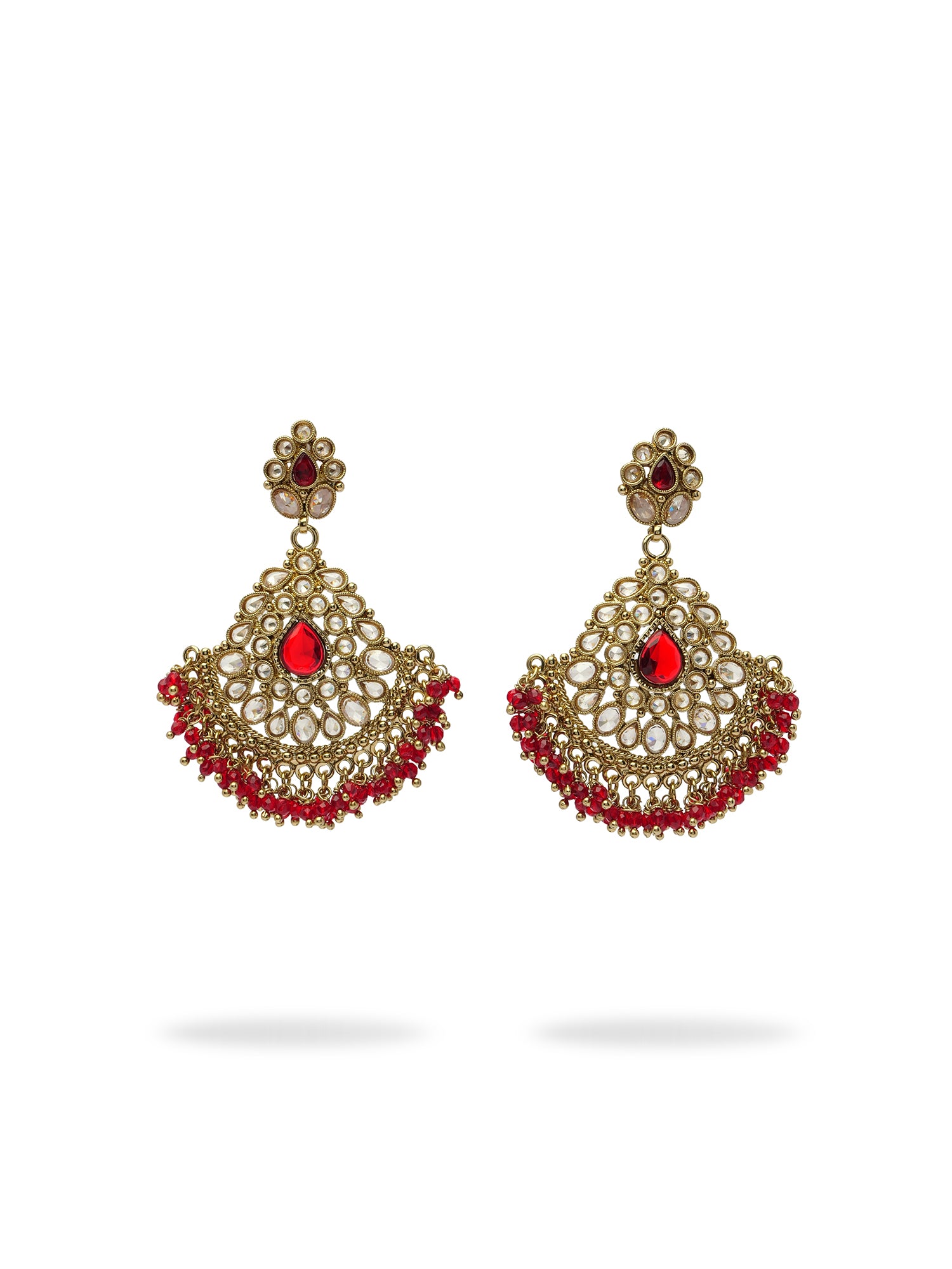 Ruhani Chandbali Earrings in Maroon