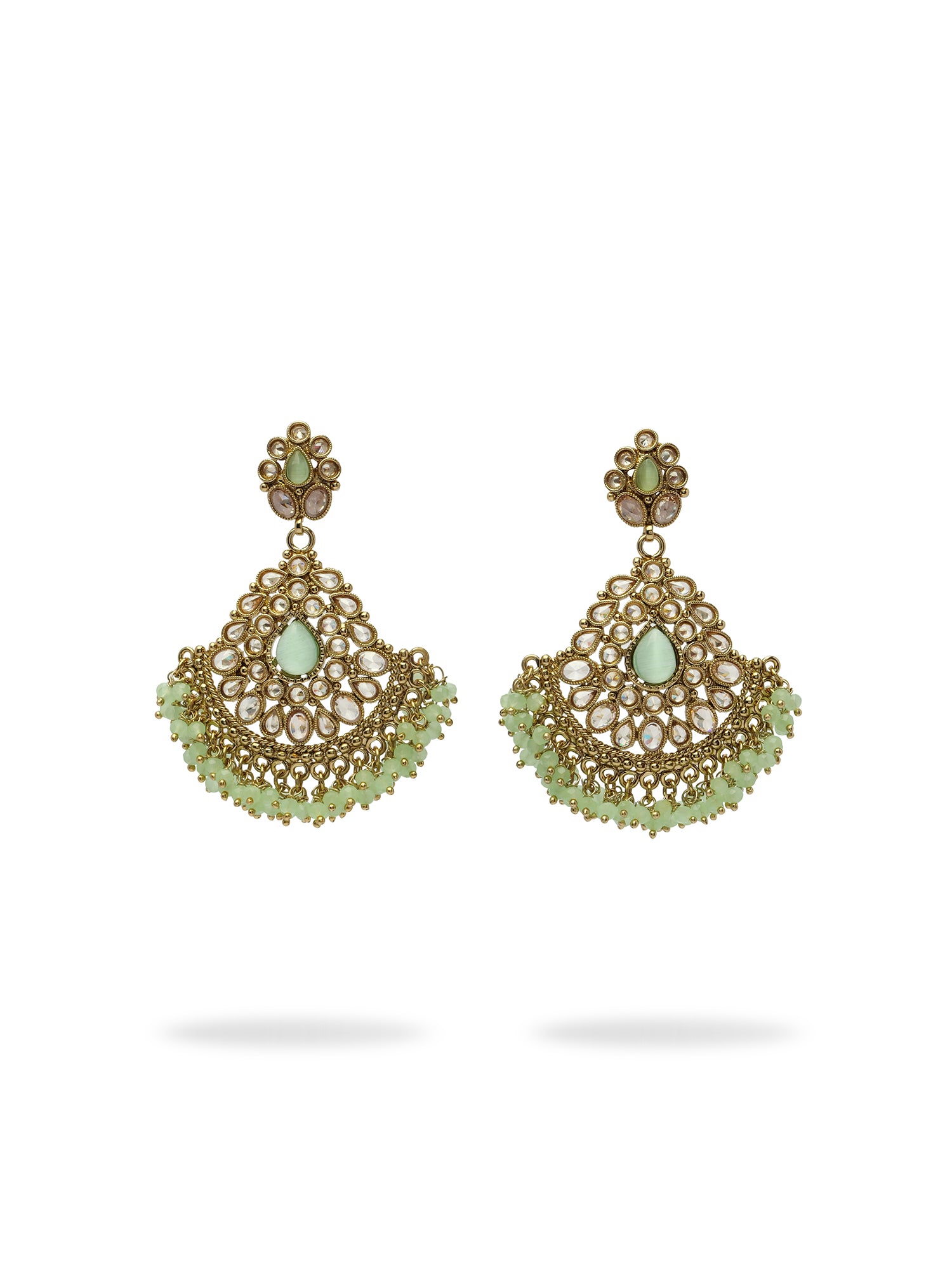 Ruhani Chandbali Earrings in Mint