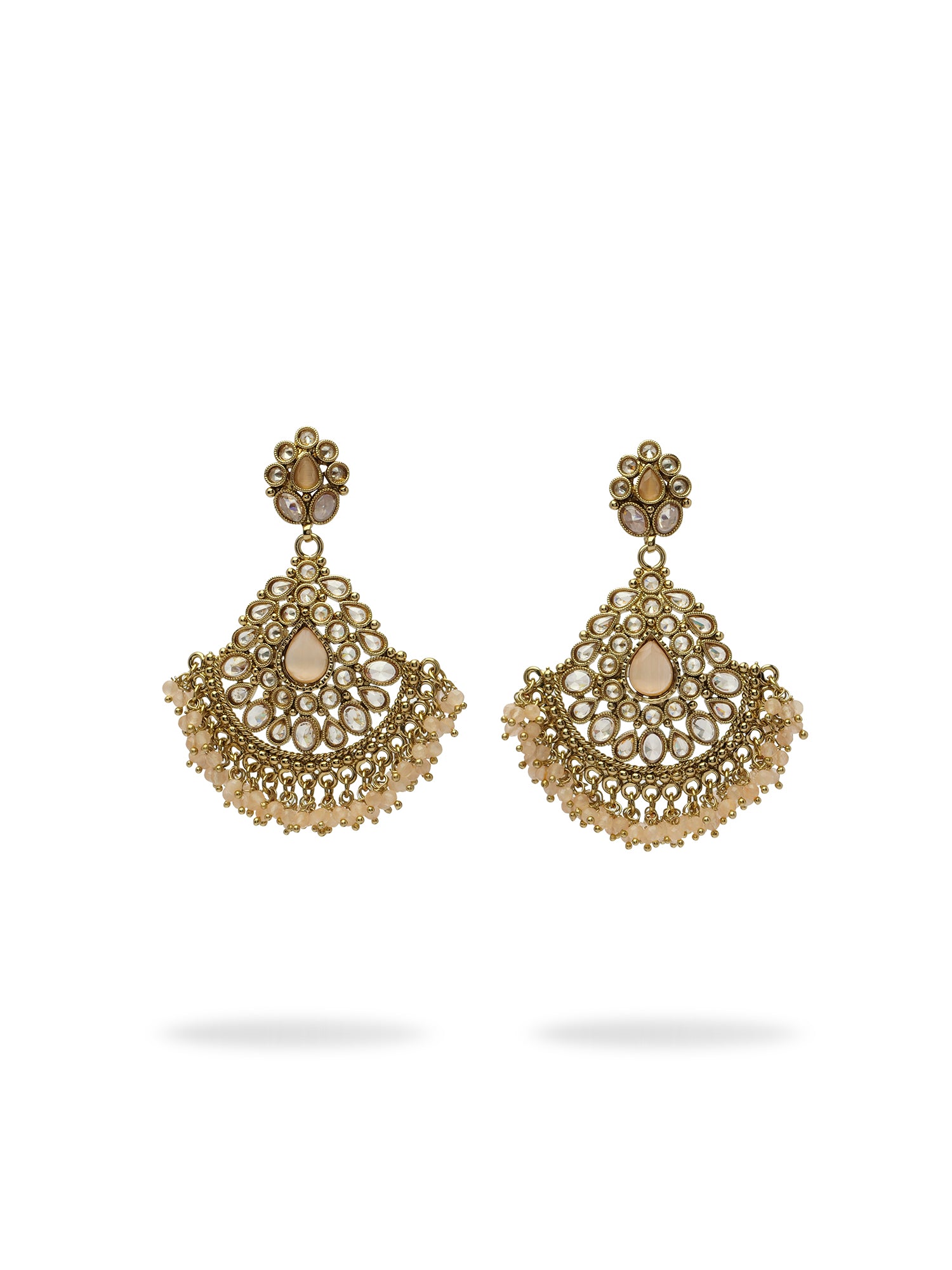Ruhani Chandbali Earrings in Peach