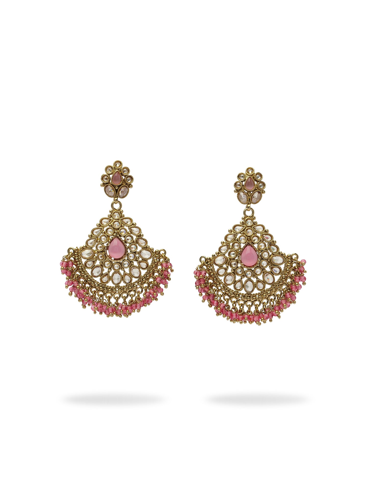 Ruhani Chandbali Earrings in Pink