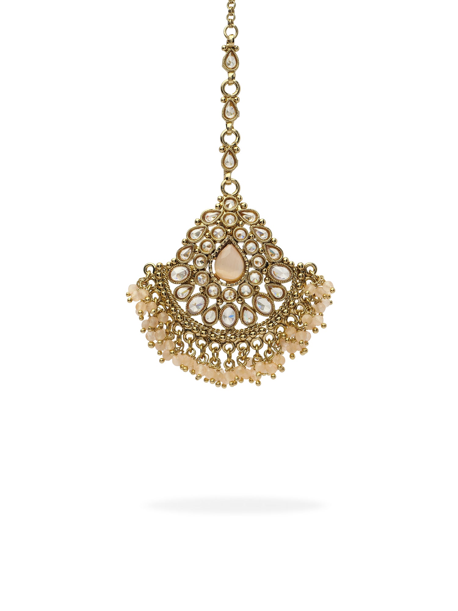 Ruhani Maang Tikka in Peach