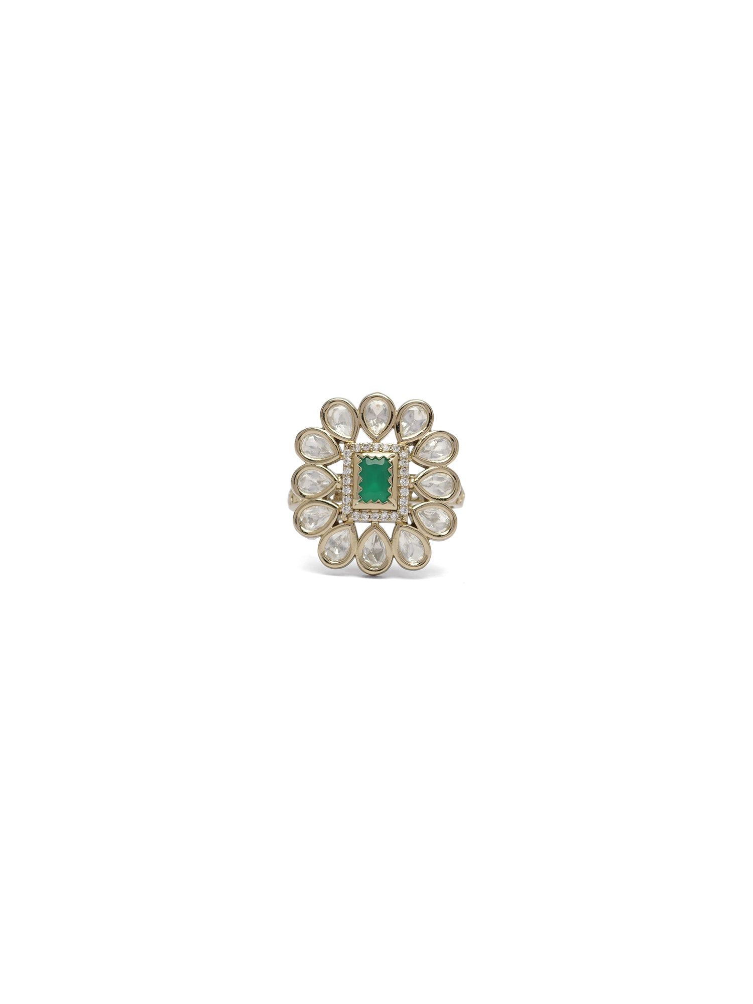 Ruhi Kundan Ring in Green