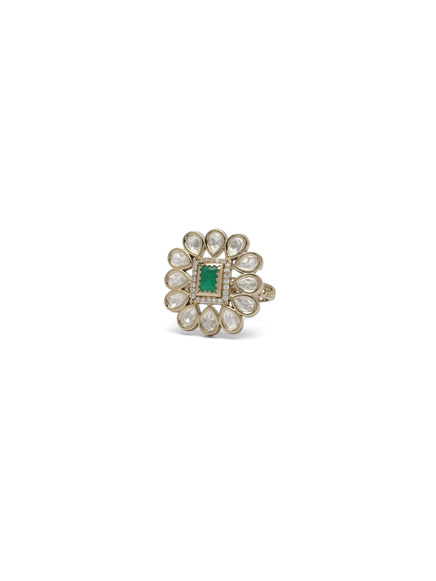 Ruhi Kundan Ring in Green