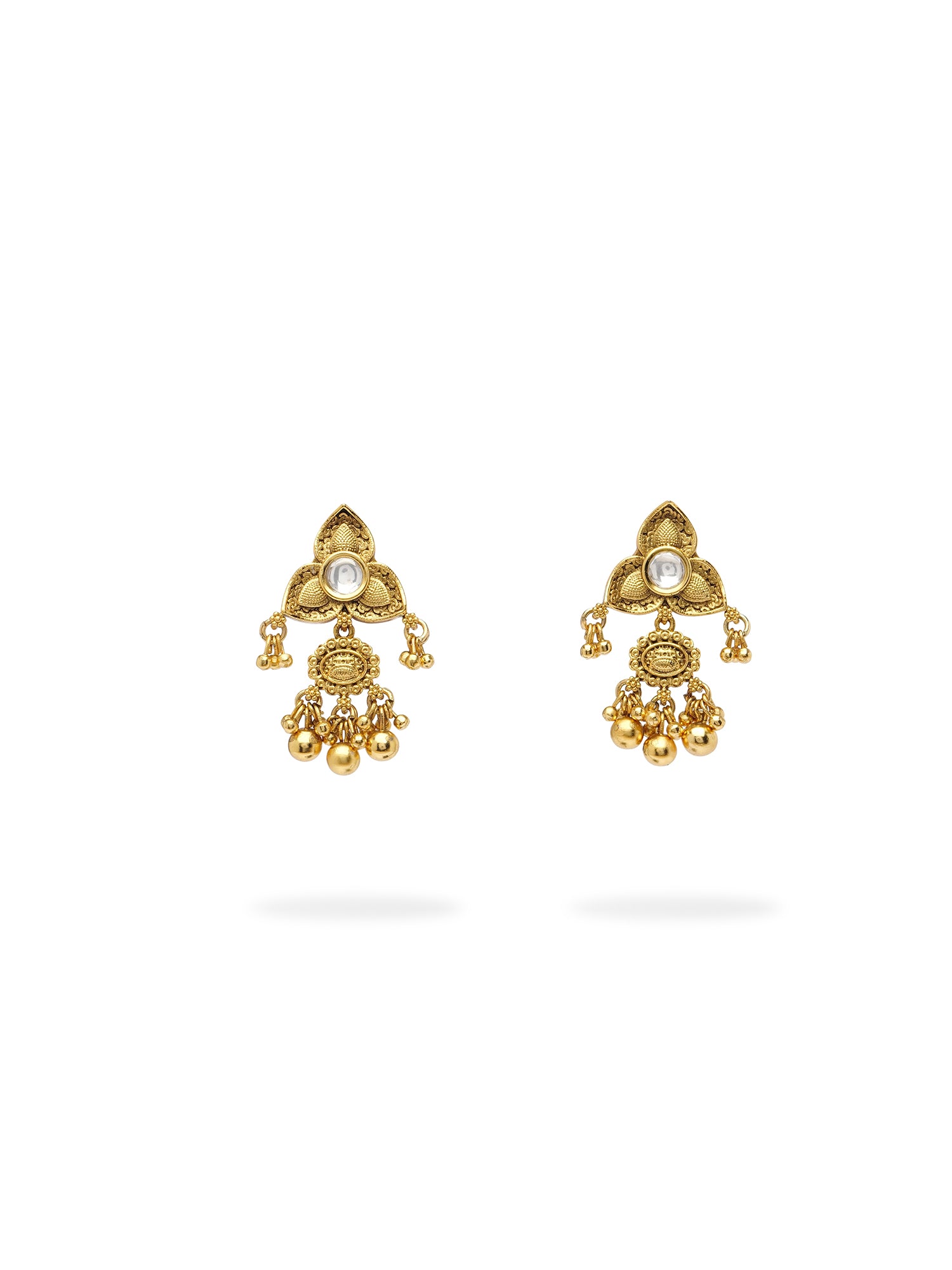 Ruhina Kundan Small Earrings in Gold Oxidised