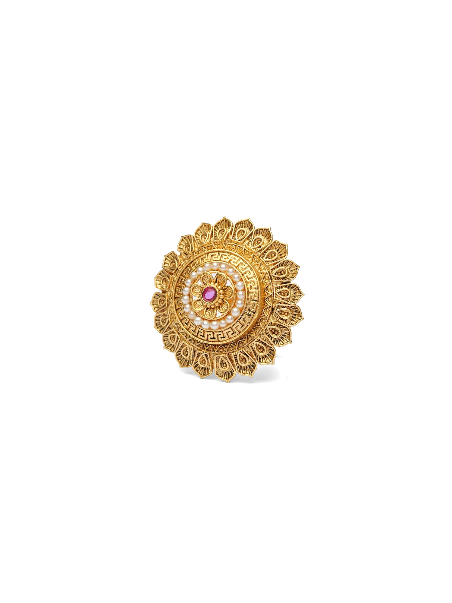 Rukmini Gold Style Ring in Ruby