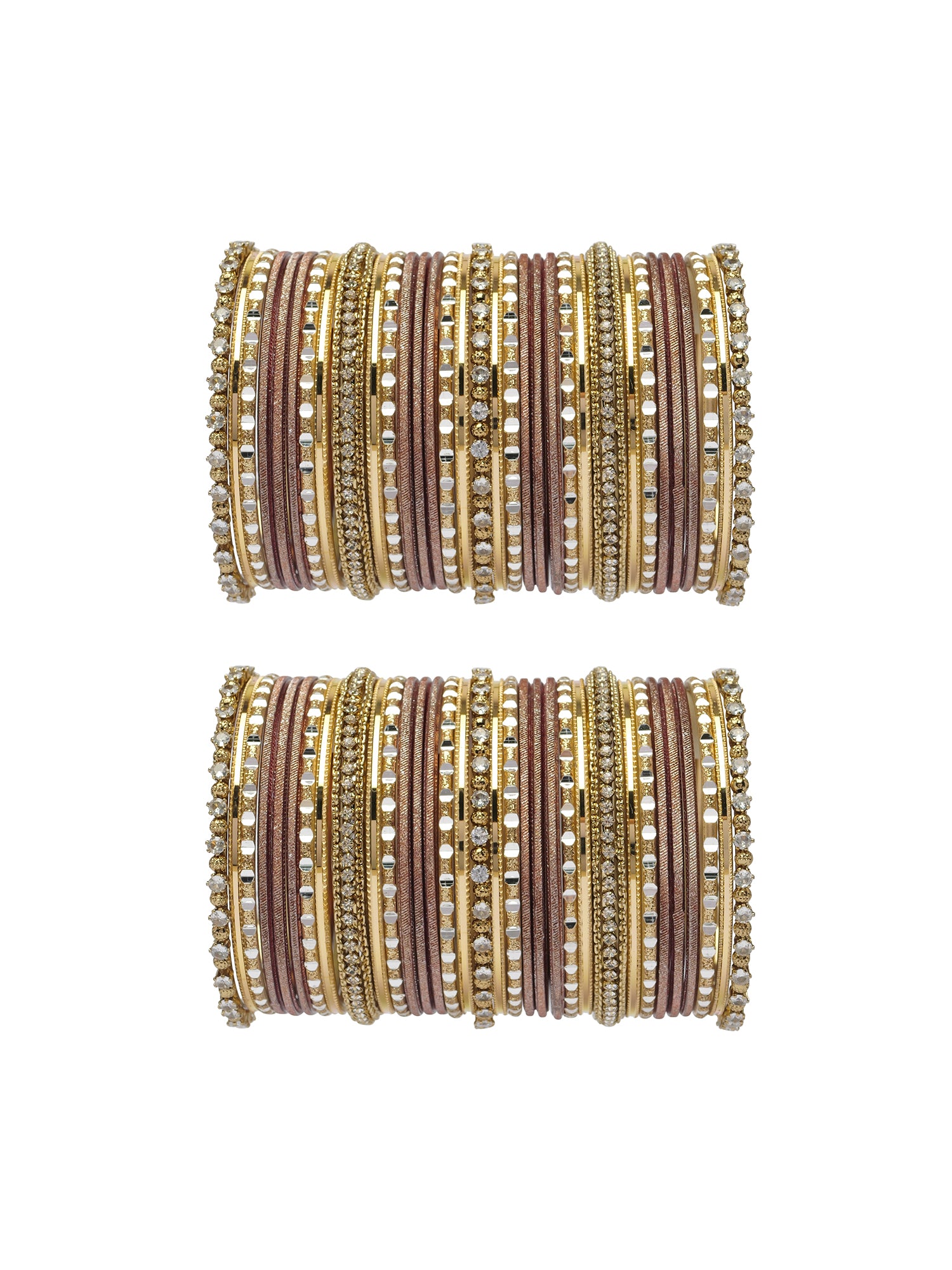 Rupal Two Hand Bangle Set in Brown and Antique Gold