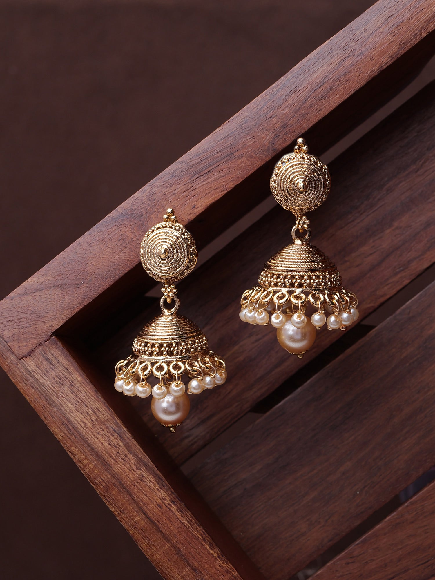 Rupali Classic Jhumka Earrings in Pearl