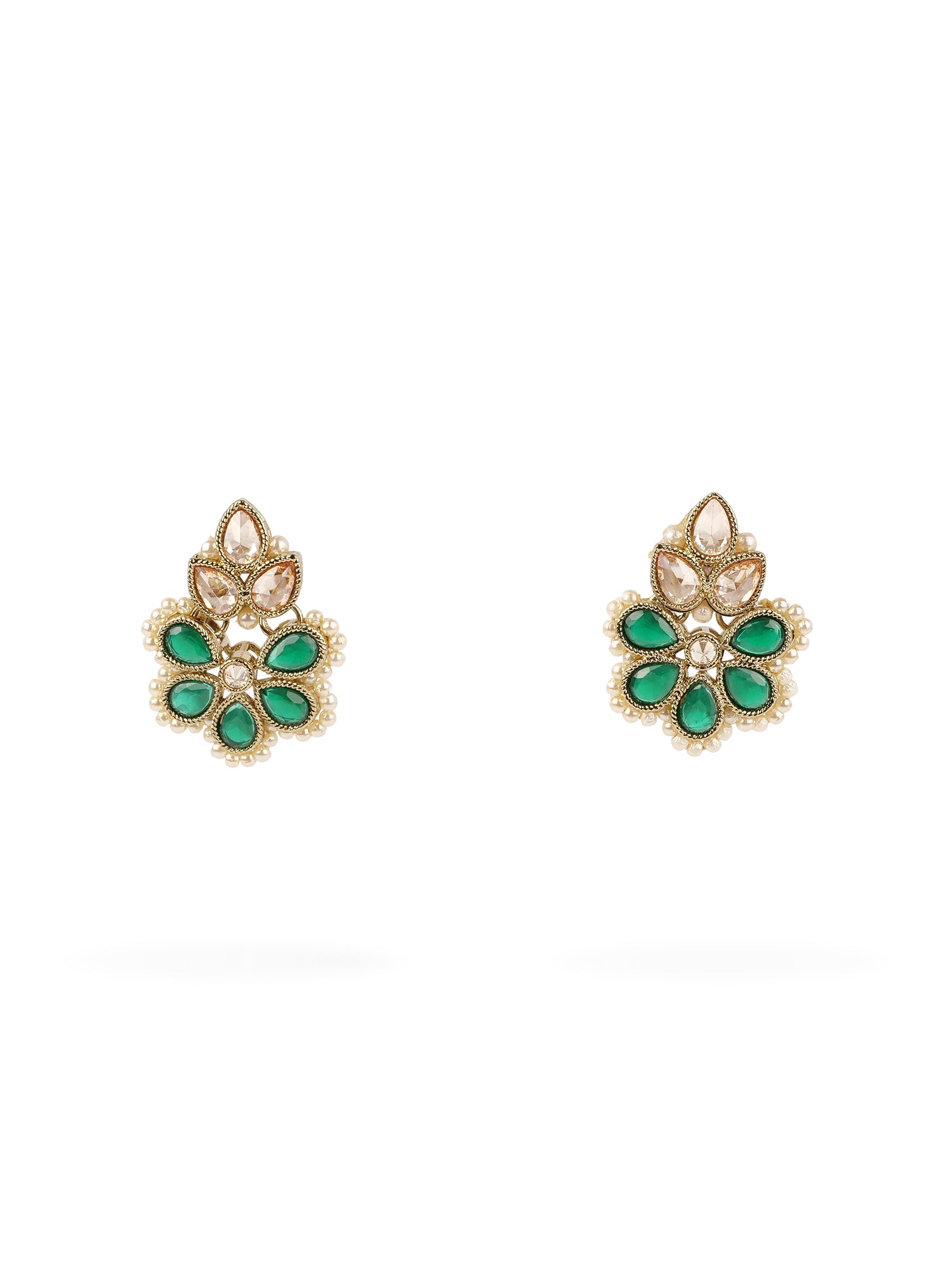 Rupi Small Earrings in Pearl and Green