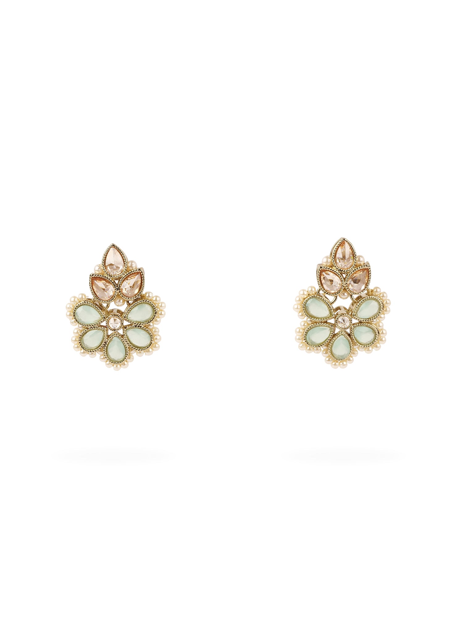 Rupi Small Earrings in Pearl and Mint