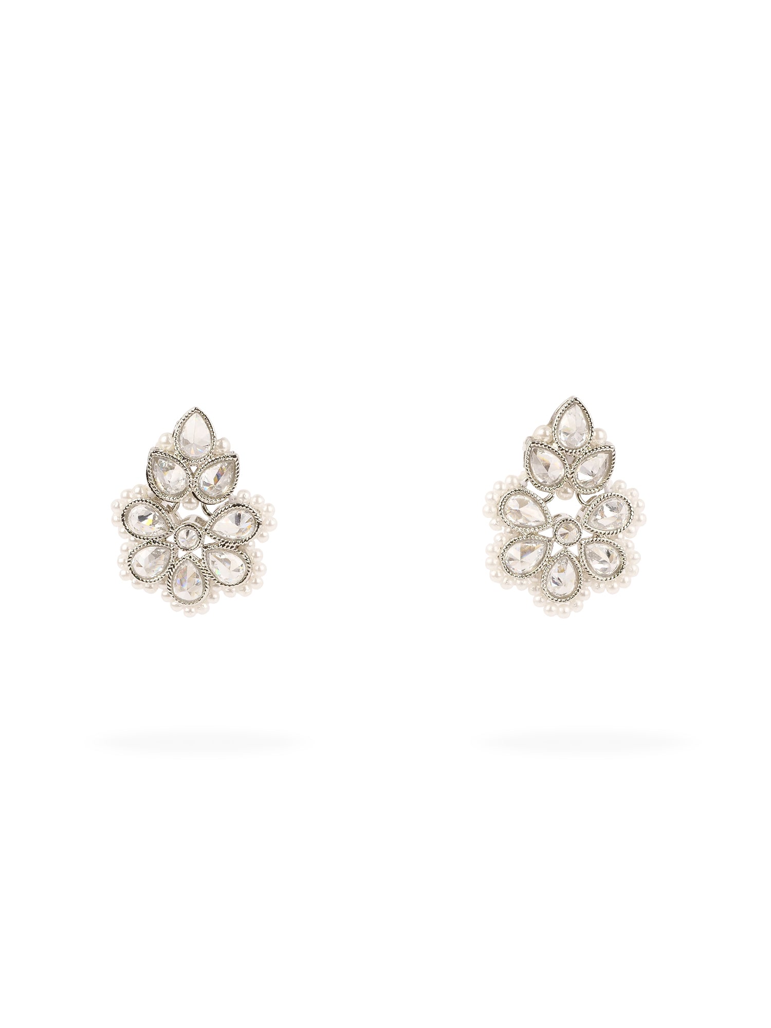 Rupi Small Earrings in Pearl and Rhodium