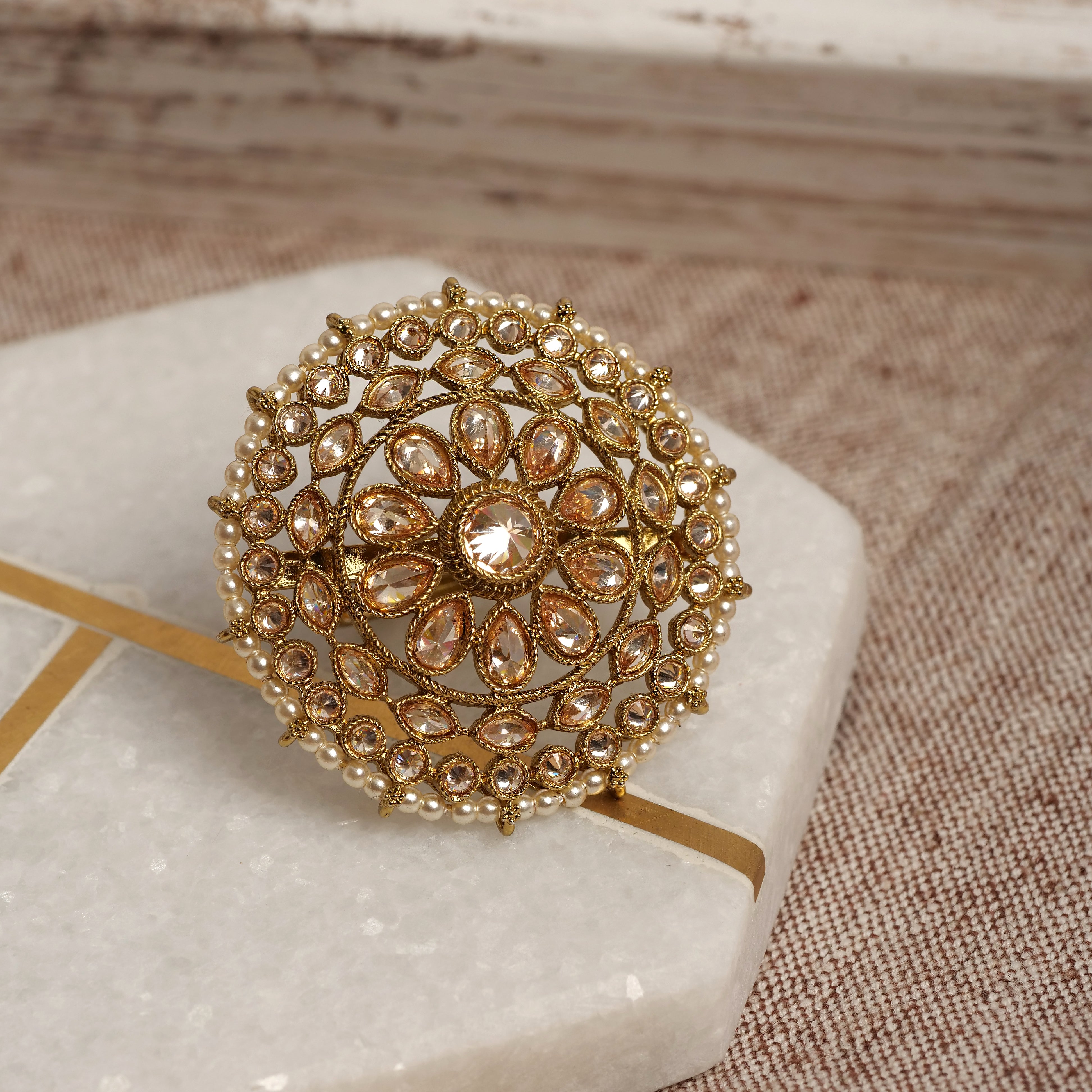 Shana Oversized Round Ring in Pearl