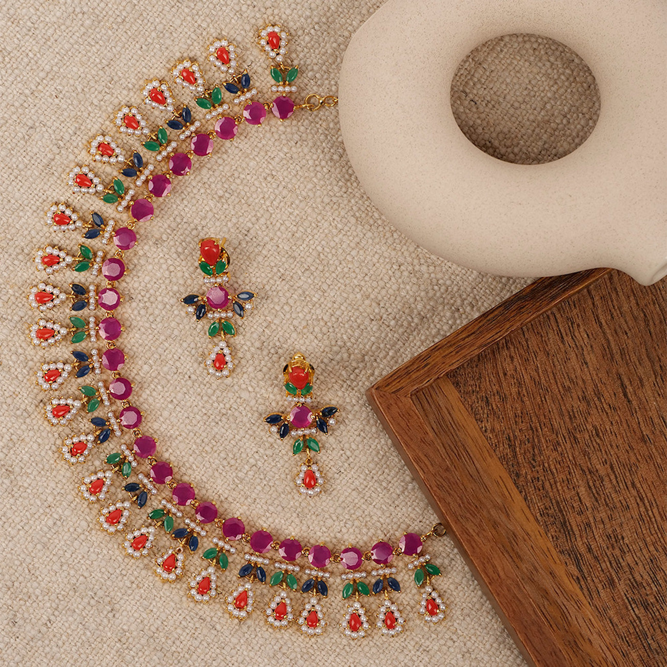 Menka Rajasthani Necklace Set in Multi