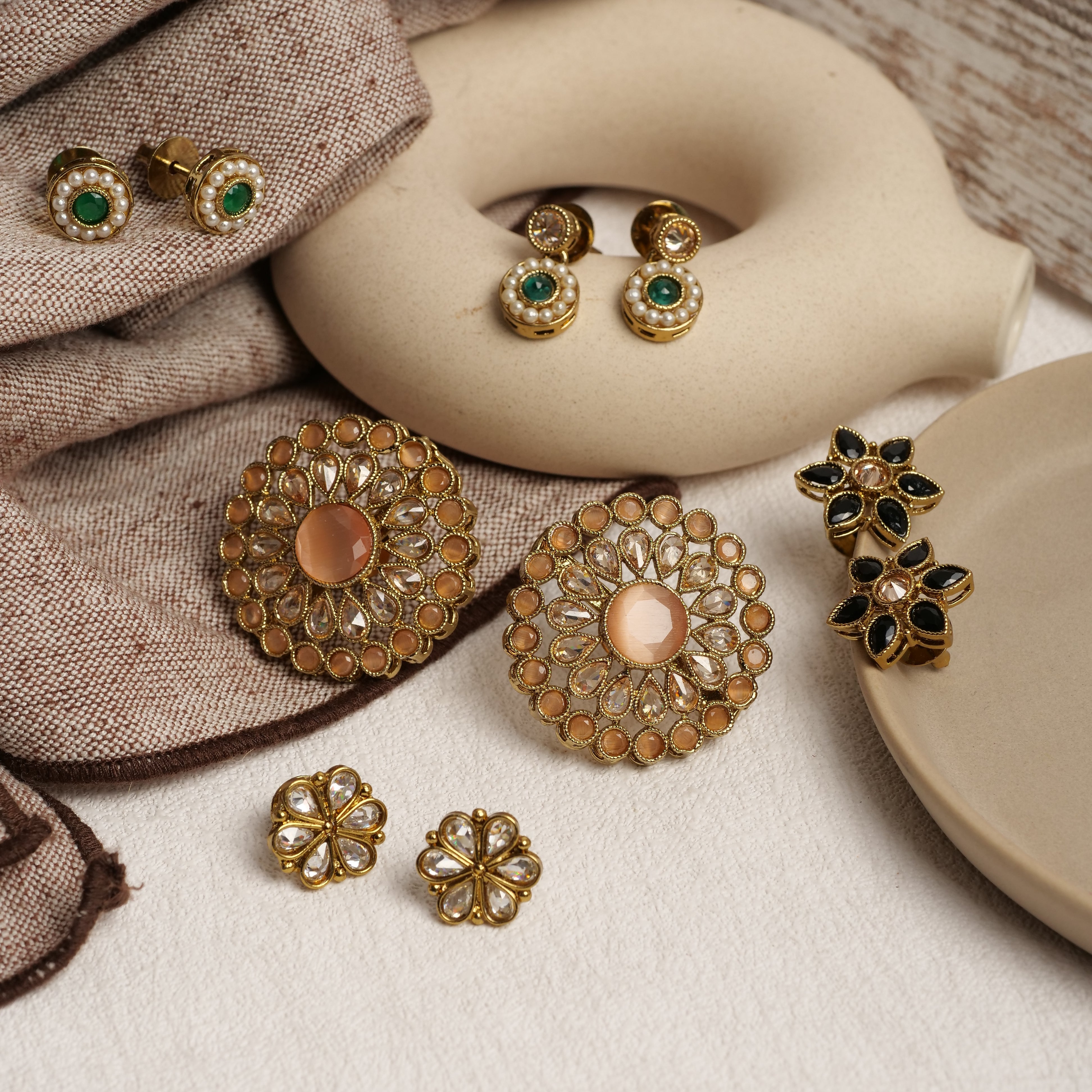 LEELA DROP STUDS IN GREEN