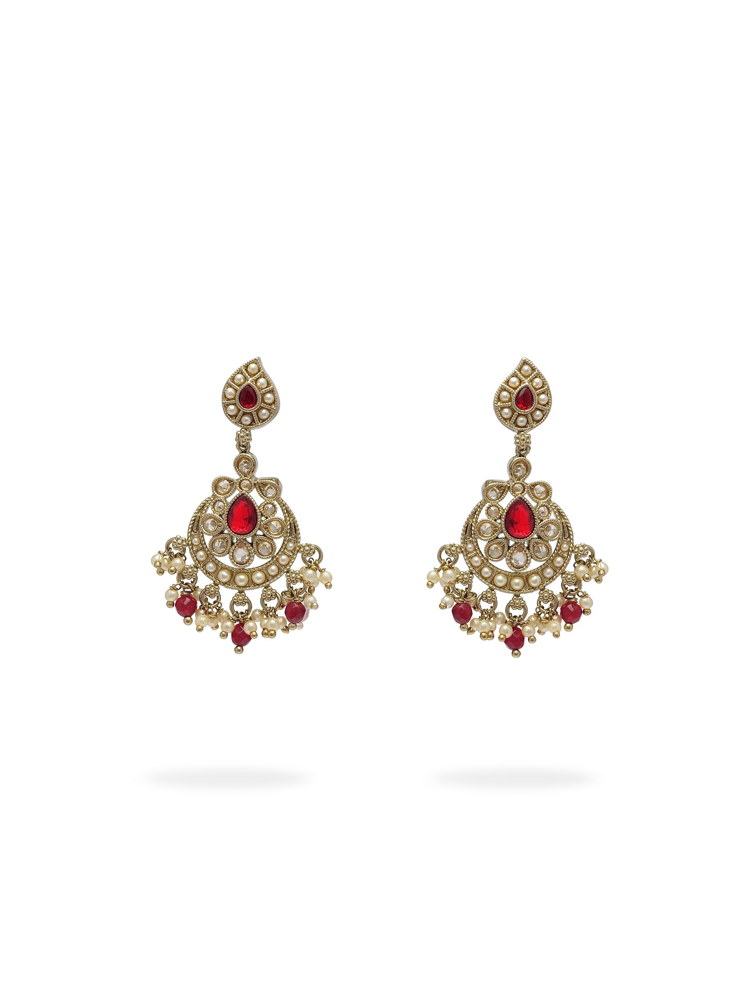 Saanvi Necklace Set in Maroon and Antique Gold