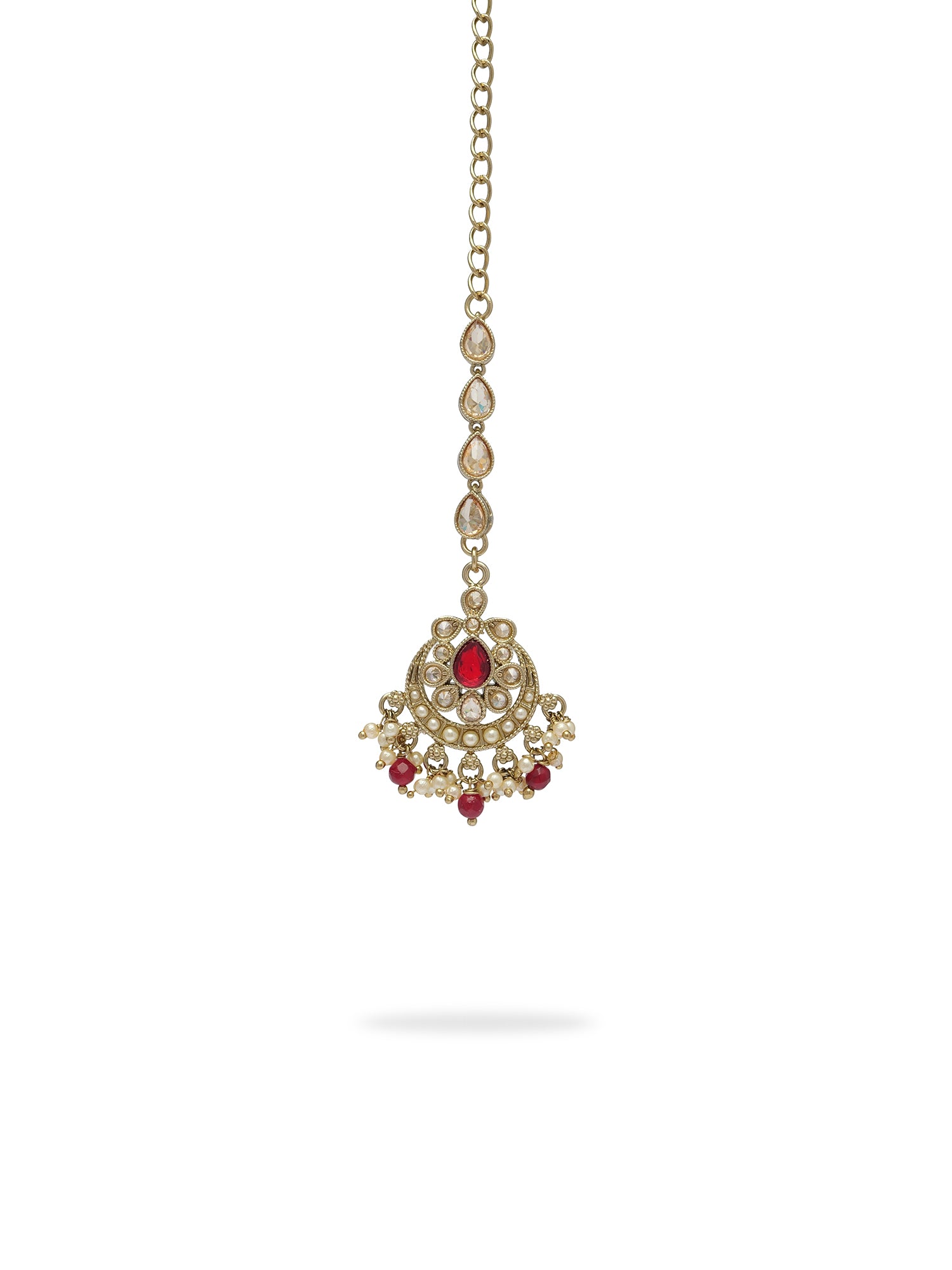 Saanvi Necklace Set in Maroon and Antique Gold