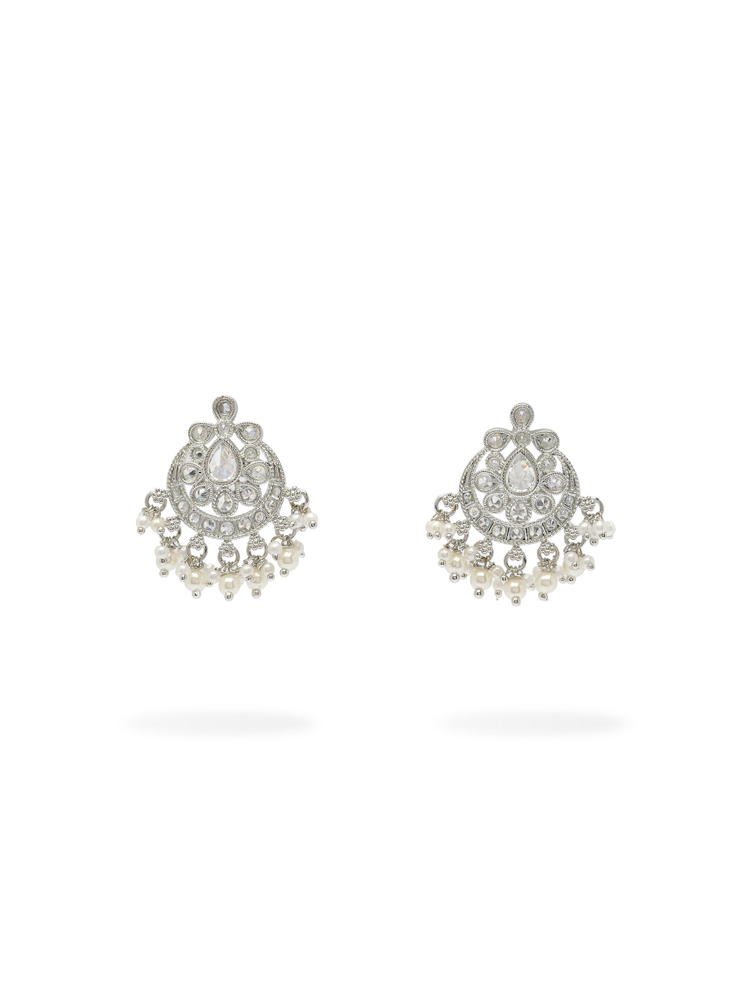 Saanvi Necklace Set in White and Rhodium