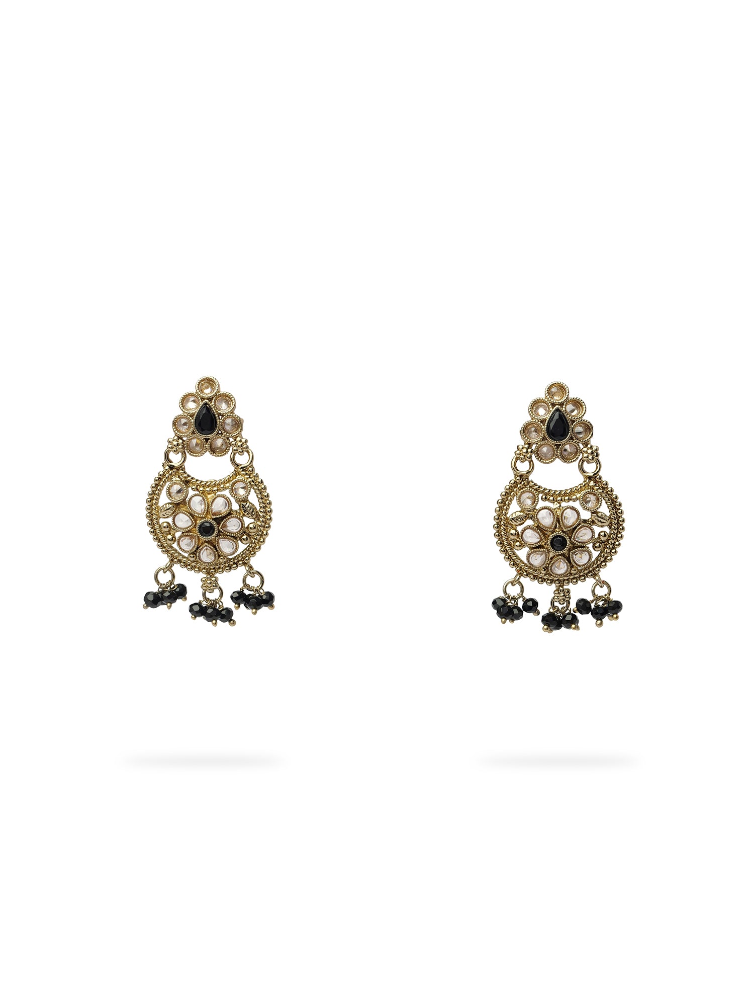 Saara Earrings in Black and Antique Gold