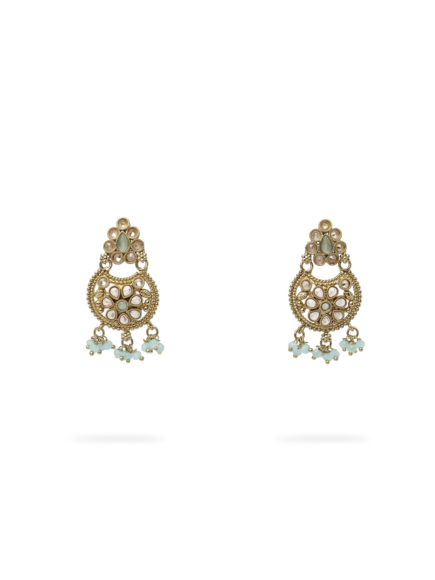 Saara Earrings in Light Blue and Antique Gold