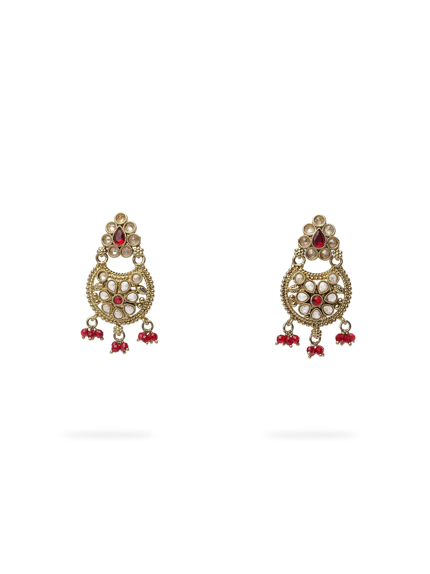 Saara Earrings in Maroon and Antique Gold