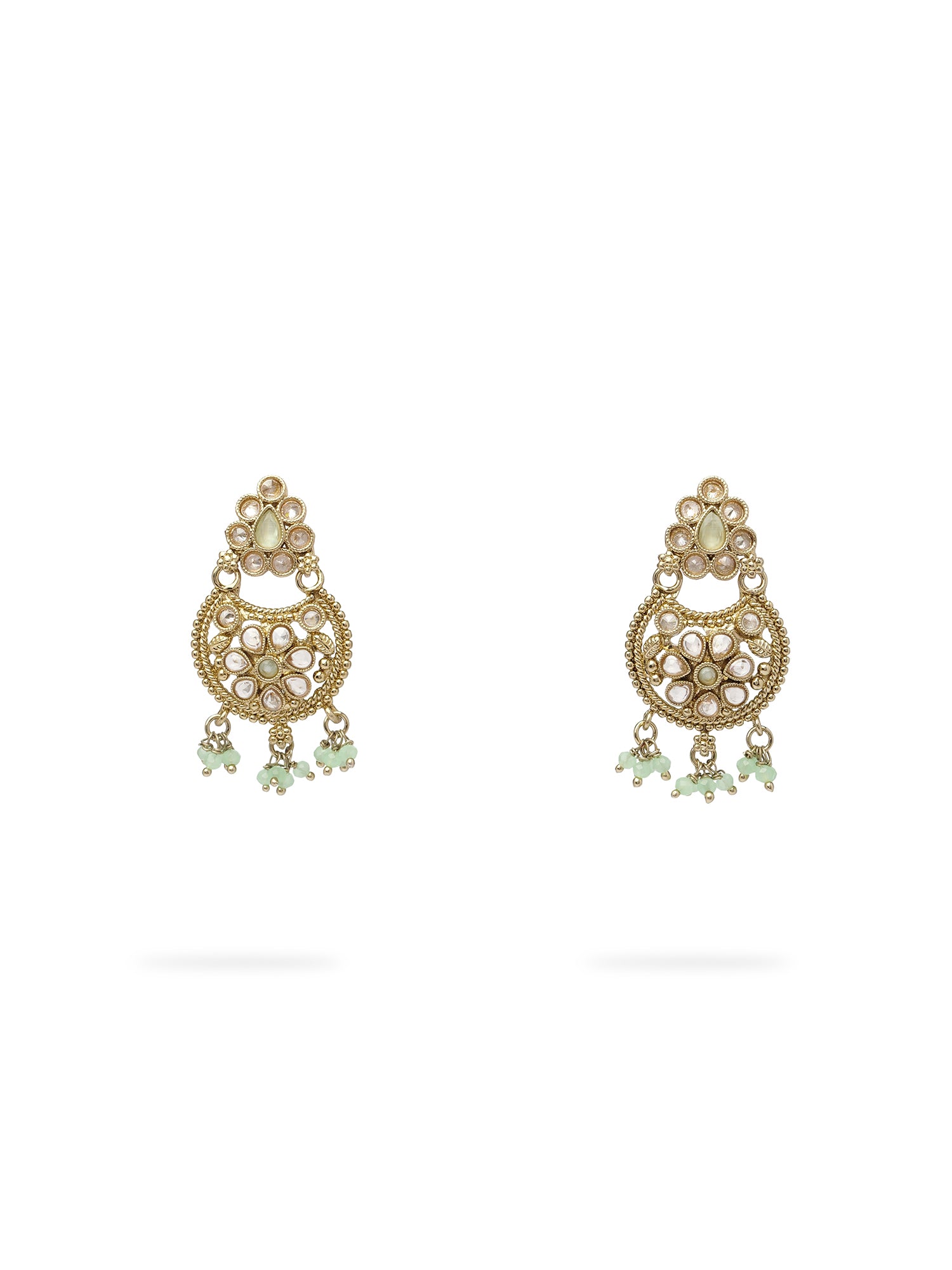 Saara Earrings in Mint and Antique Gold