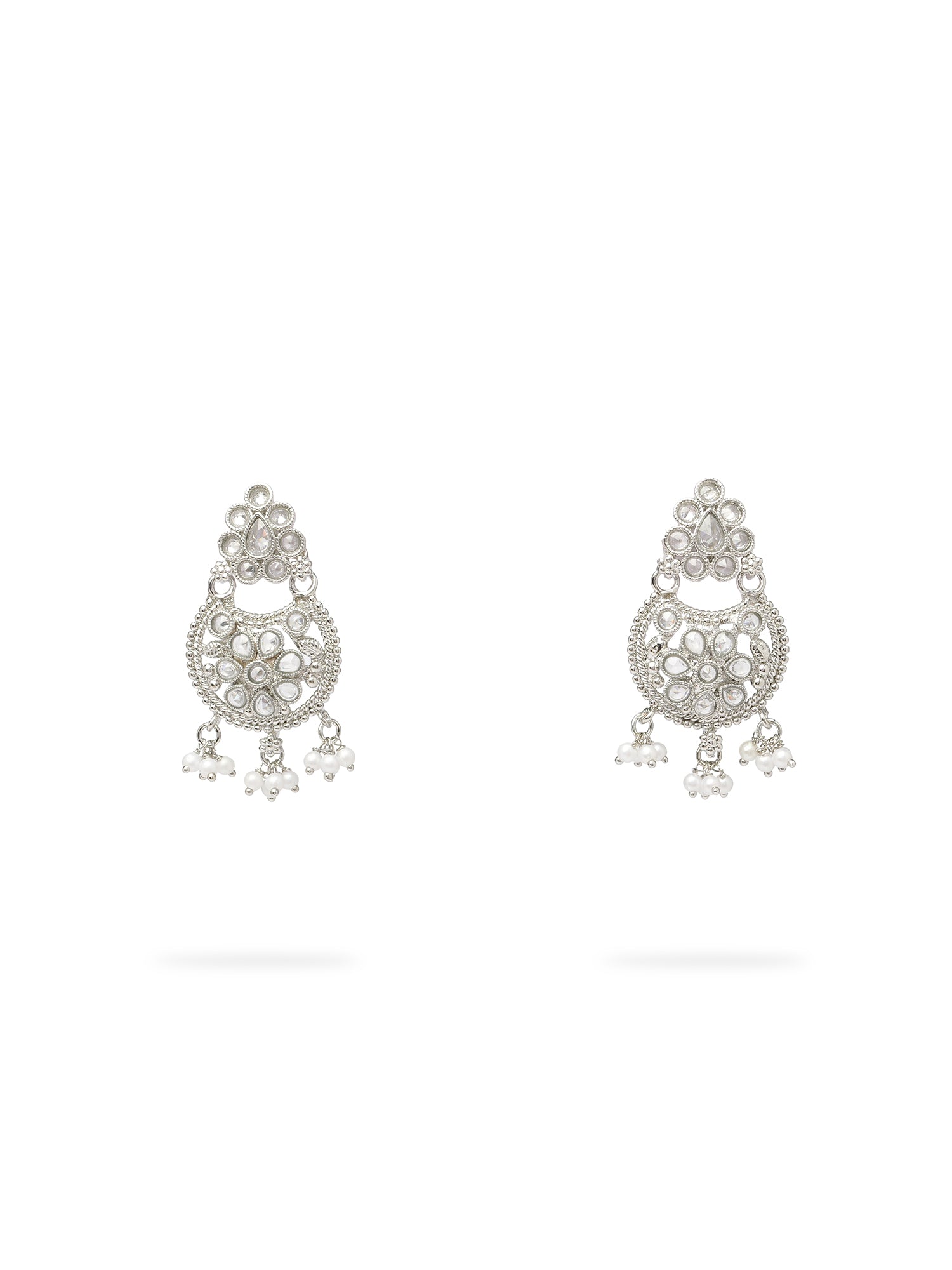 Saara Earrings in Pearl and Rhodium