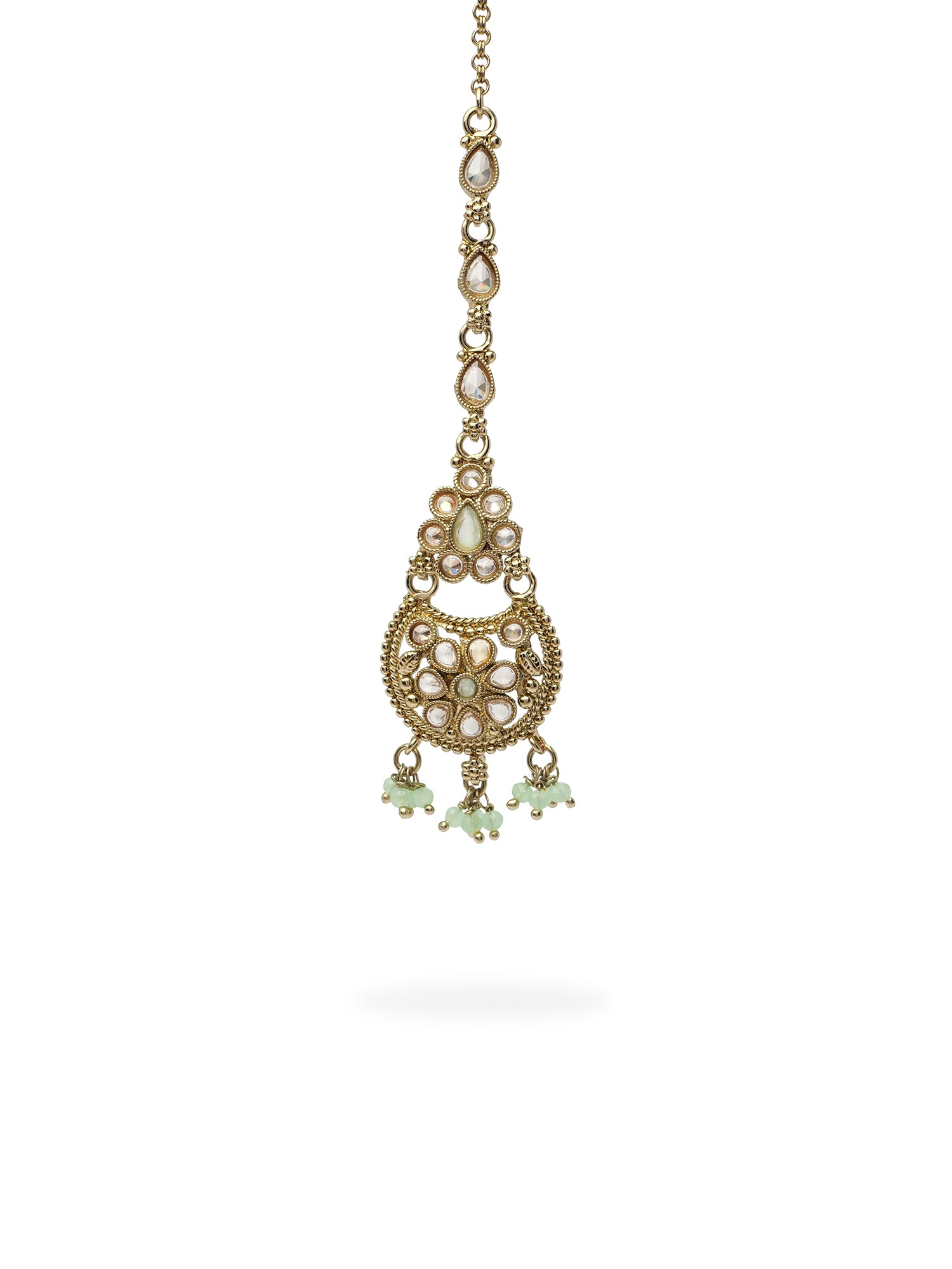 Saara Maang Tikka in Mint and Antique Gold