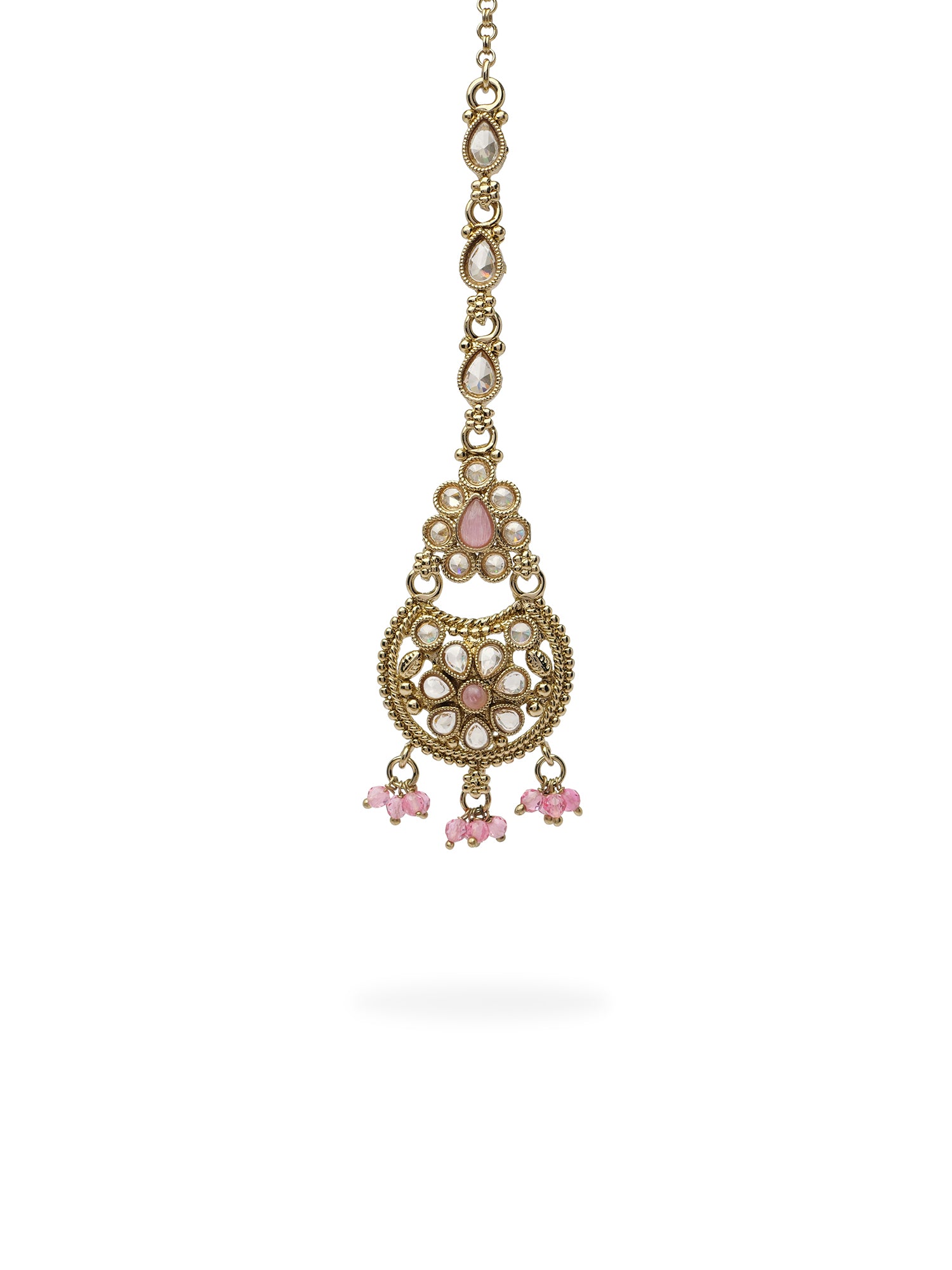 Saara Maang Tikka in Pink and Antique Gold