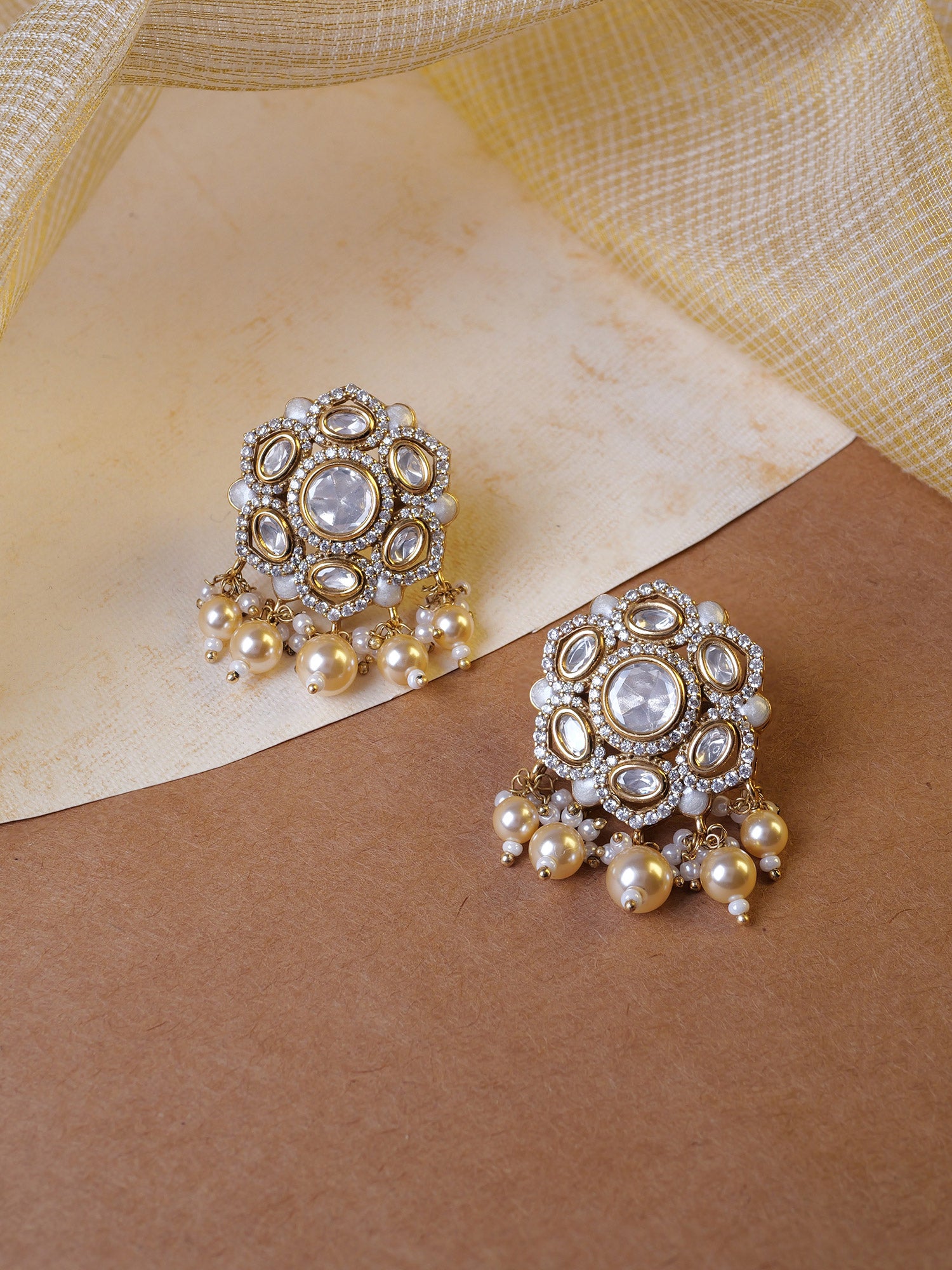 Sabine Kundan Earrings in Gold