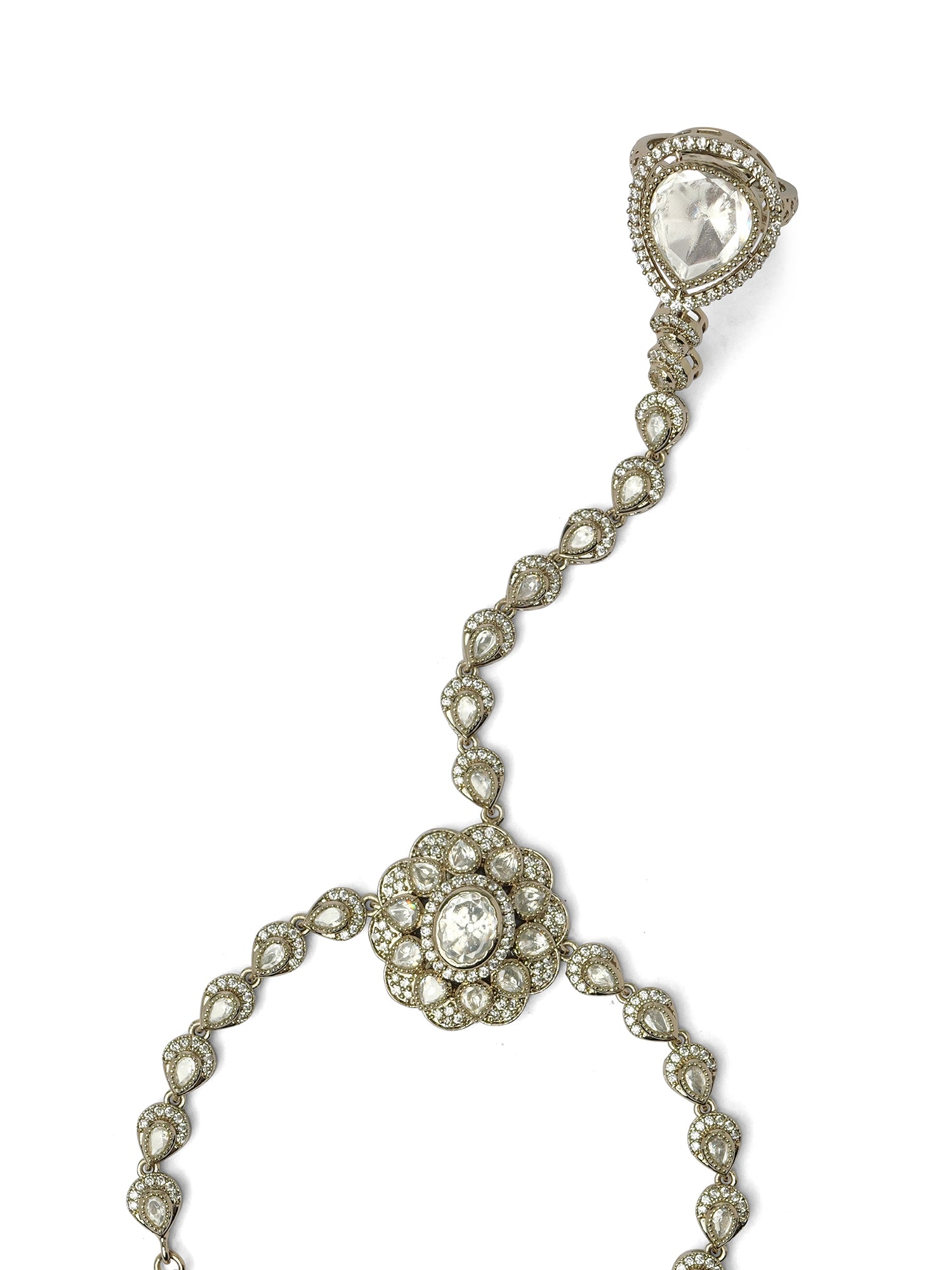 Sahiba Kundan Hand Chain in White