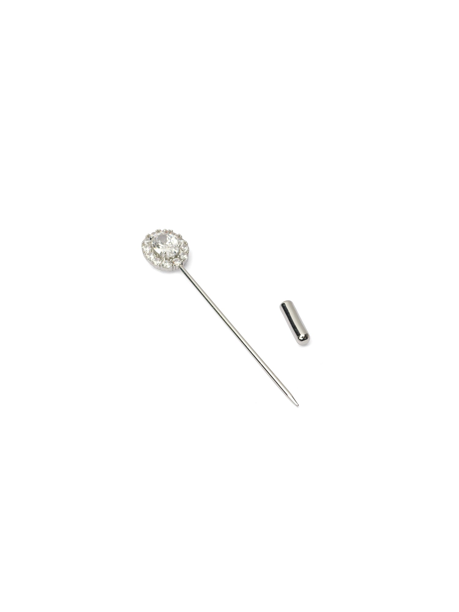 Sahra Scarf Pin in White and Rhodium