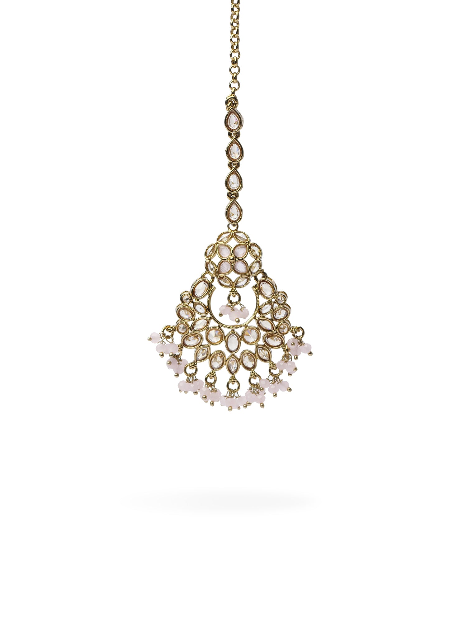 Sajna Chandbali Maang Tikka in Light Pink
