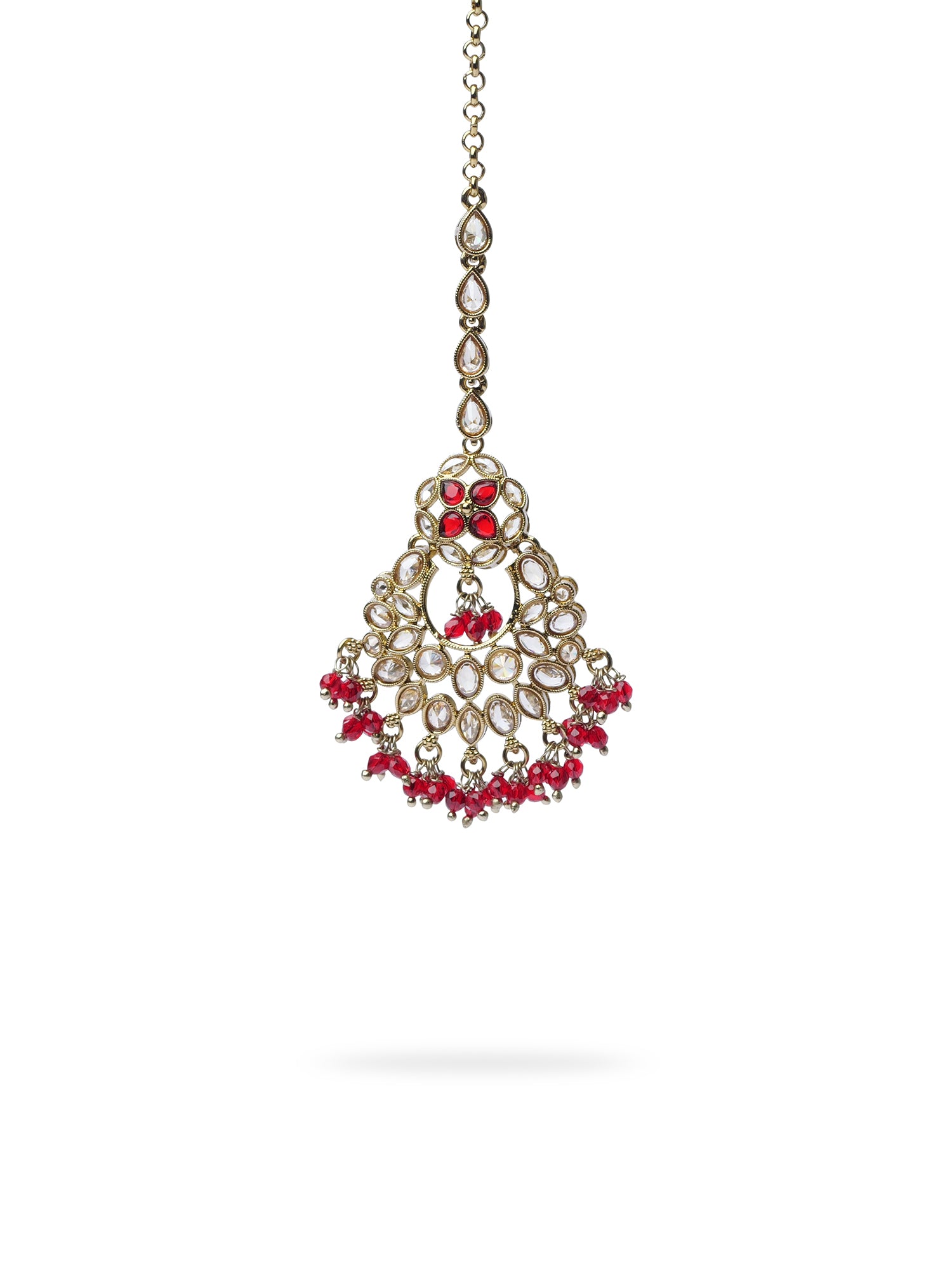 Sajna Chandbali Maang Tikka in Maroon